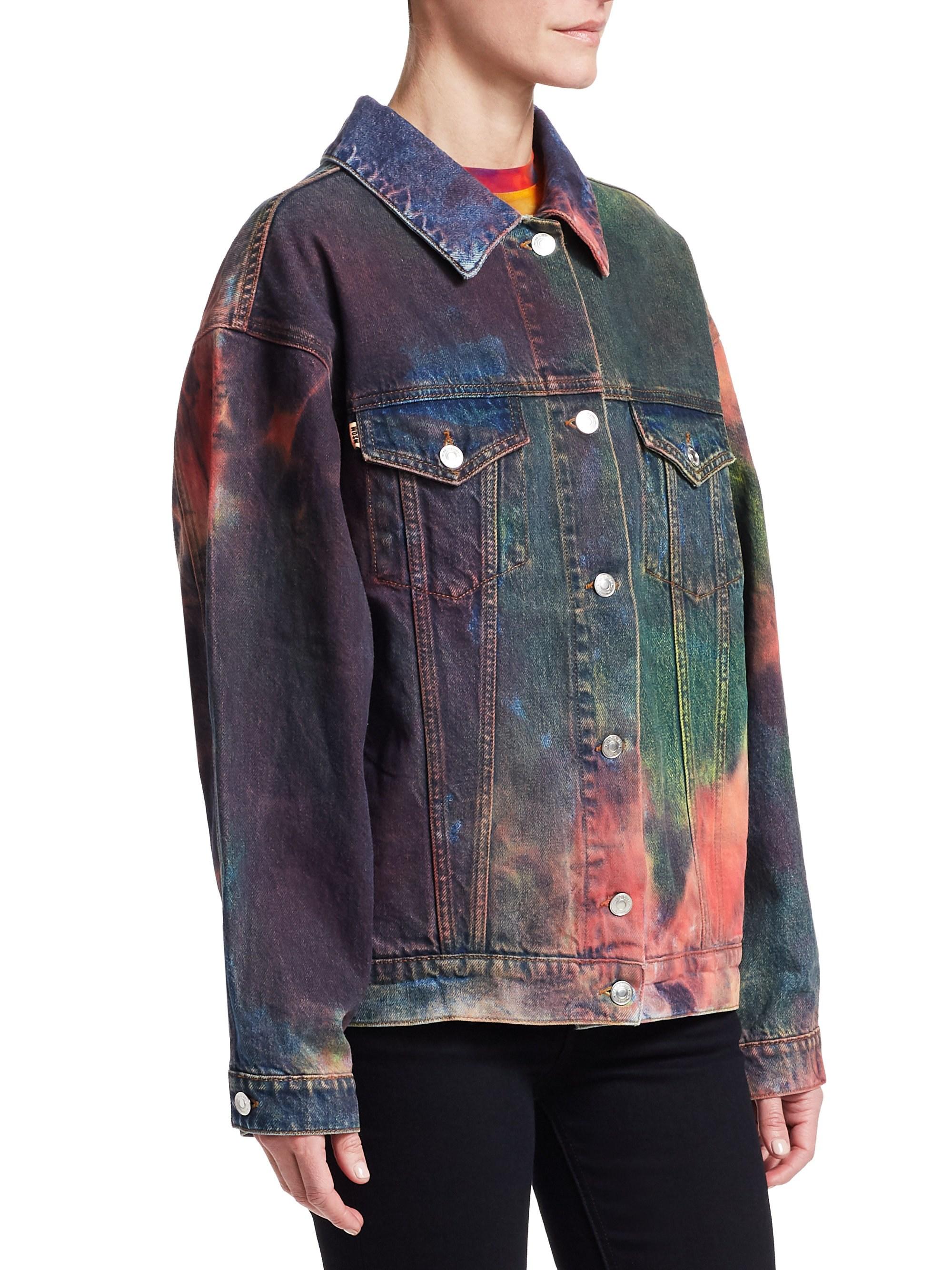 MSGM Women's Tie Dye Dream Denim Jacket in Blue Lyst