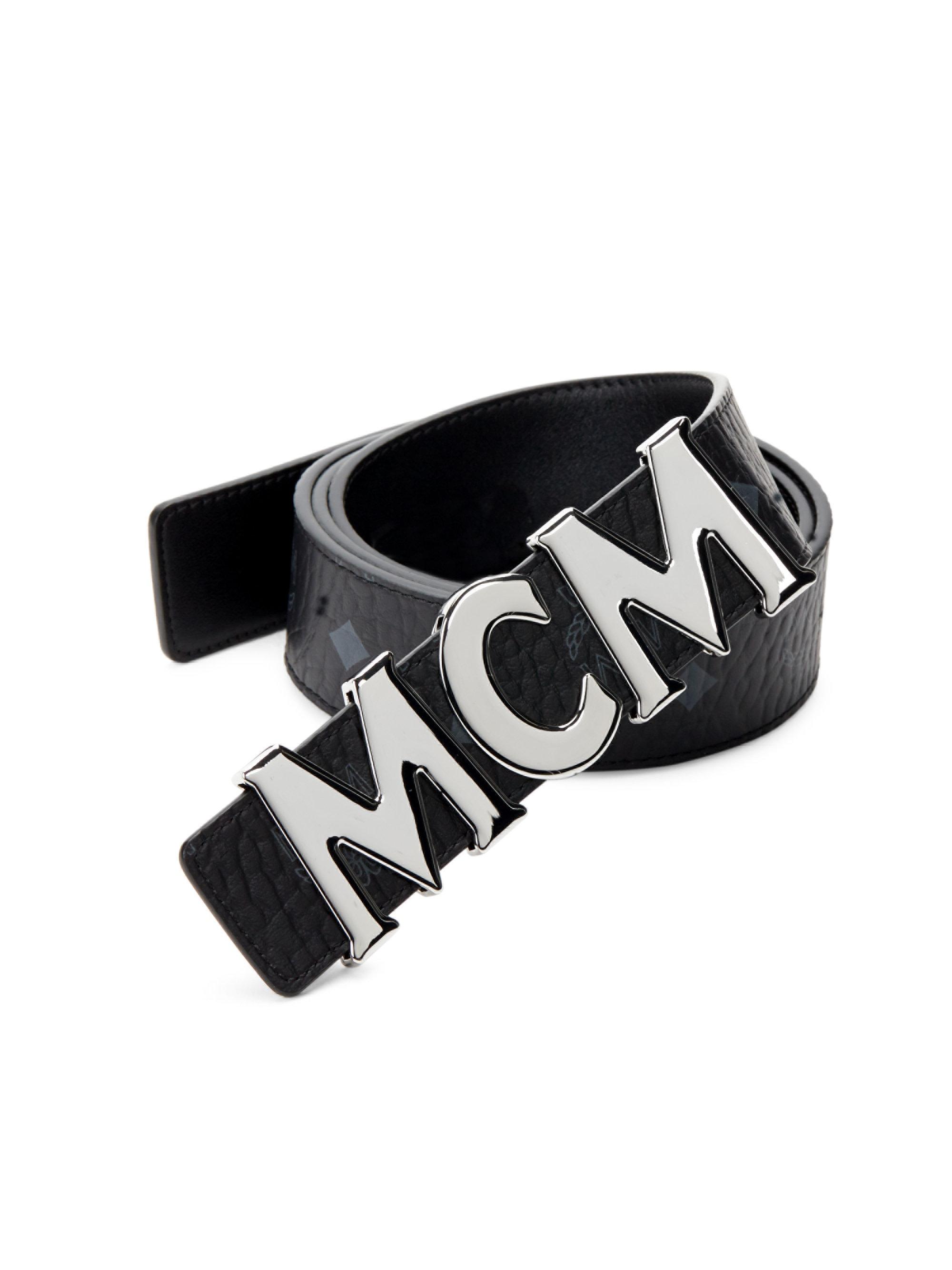 MCM Men&#39;s M Embossed Leather Belt In Visetos - Black - Size Xxl for Men - Lyst