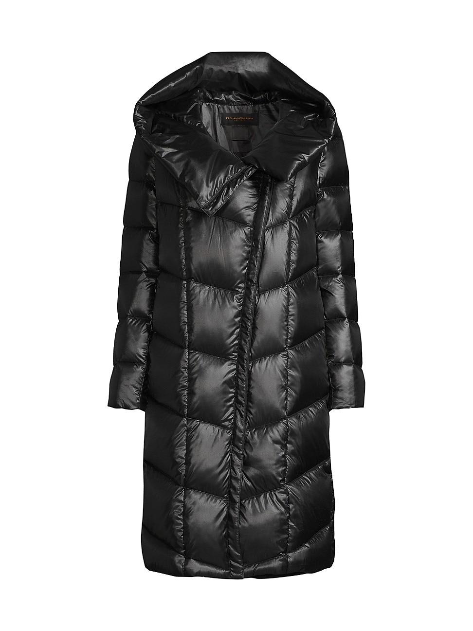 Donna Karan Synthetic Long Quilted Puffer Jacket in Black | Lyst