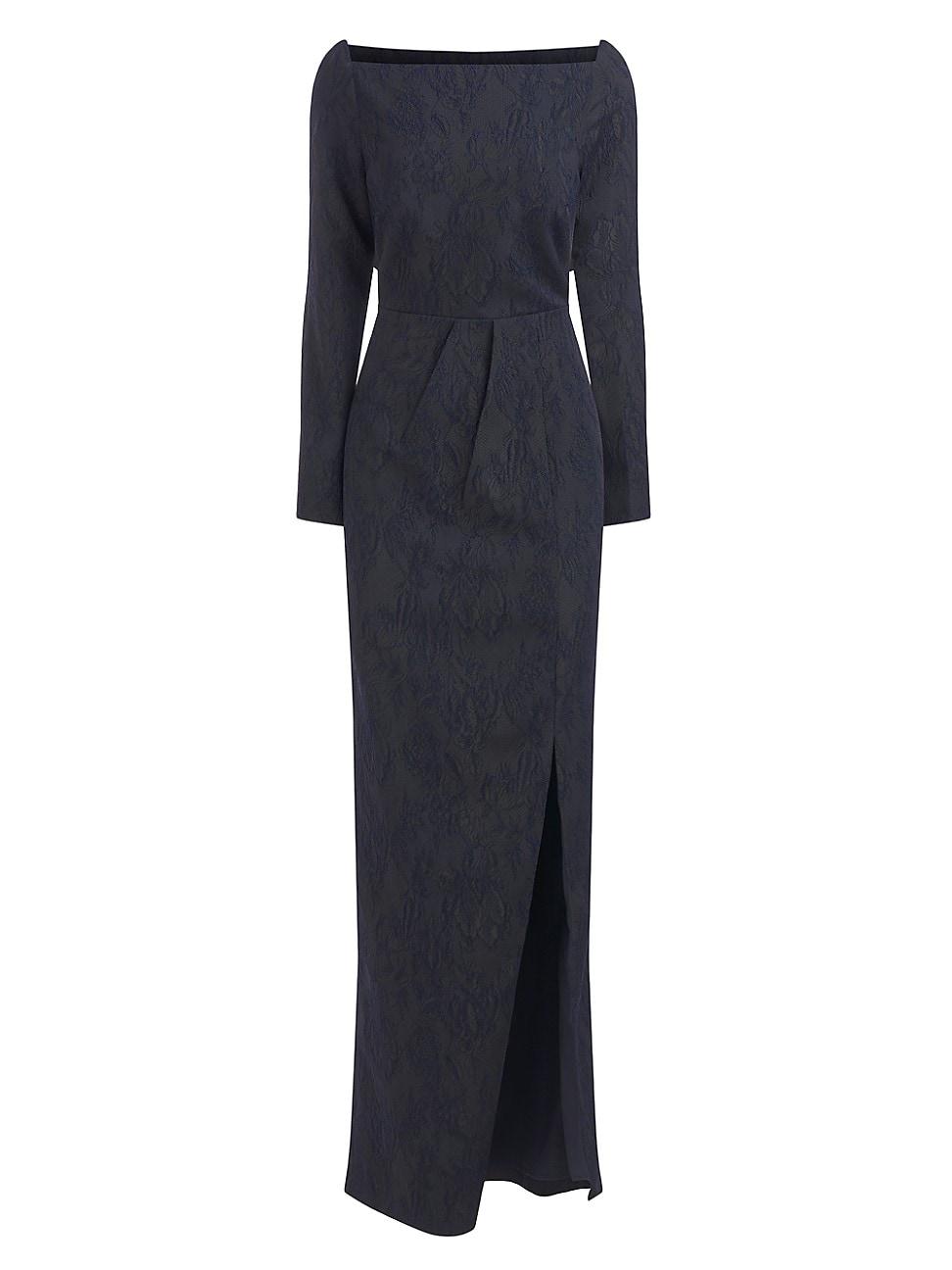 Kay Unger Jude Jacquard Column Gown in Blue | Lyst