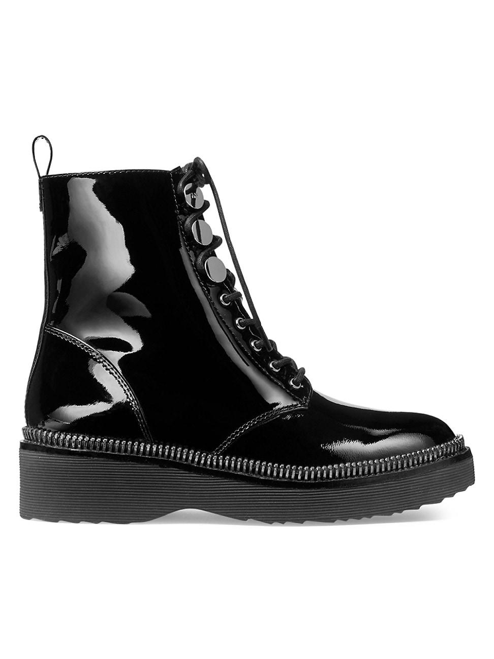Michael Kors Haskell Patent Leather Combat Boot in Black | Lyst