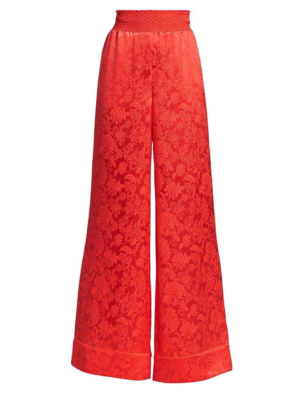Alice + Olivia Willis Satin Wide-leg Pants in Red | Lyst