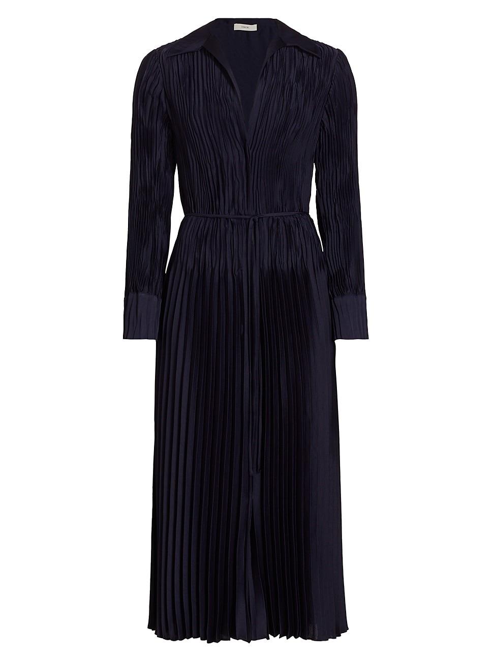 Vince Pintuck Pleated Midi-shirtdress in Blue | Lyst