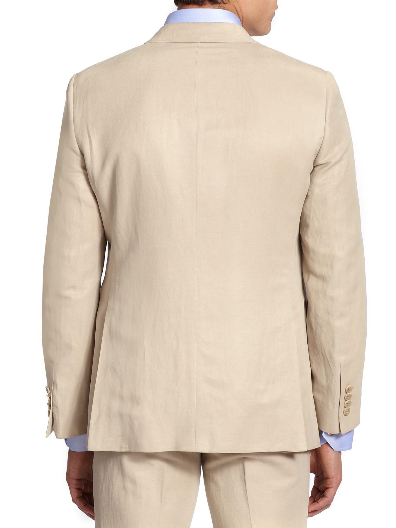 Saks Fifth Avenue Samuelsohn Classic-fit Linen & Silk Sportcoat in Tan ...