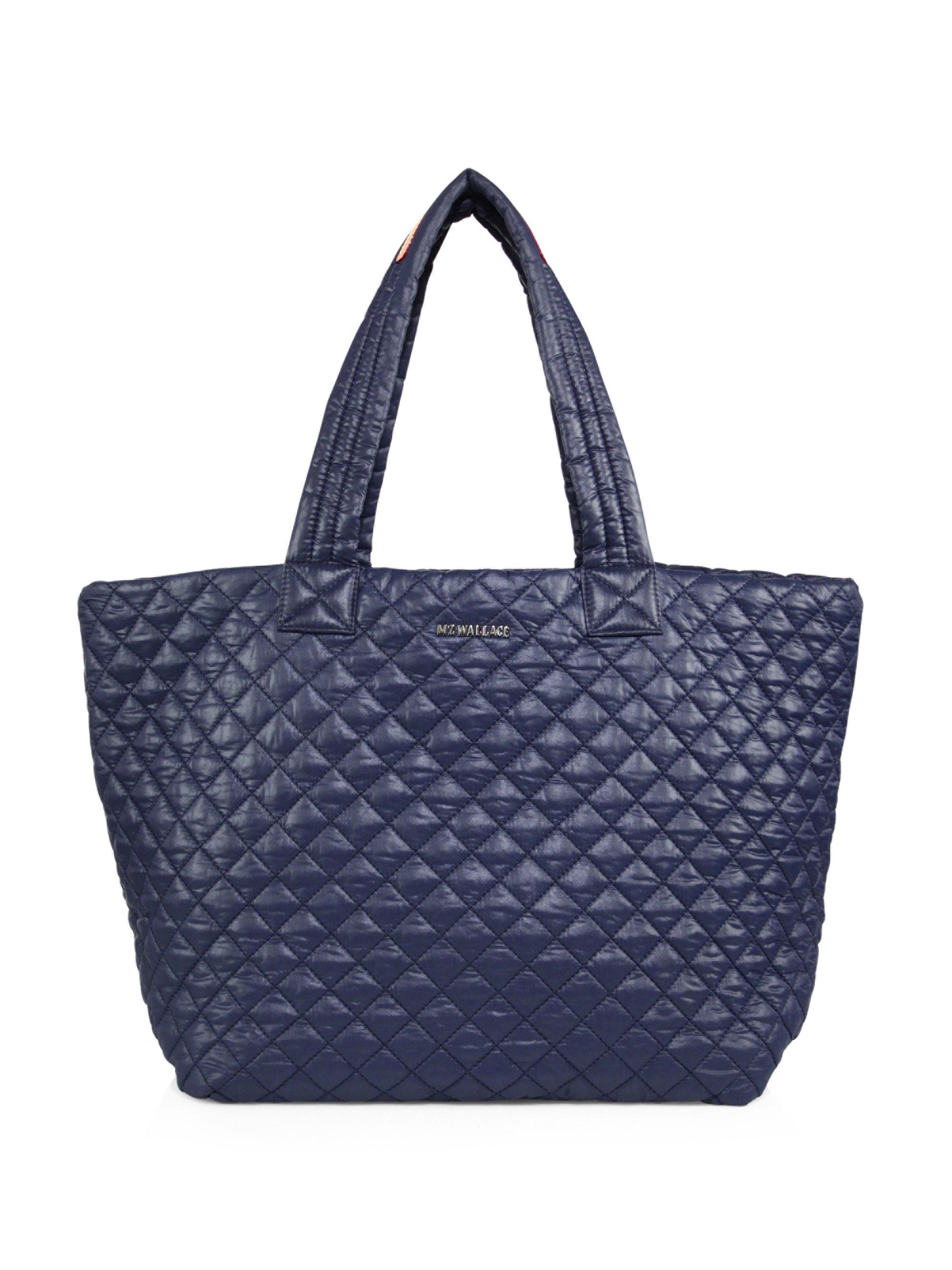 MZ Wallace Synthetic Oxford Medium Metro Quilted Nylon Tote in Navy ...