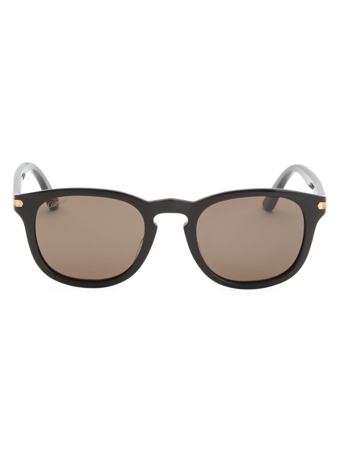 Cartier 51mm Round Sunglasses in Black for Men - Lyst