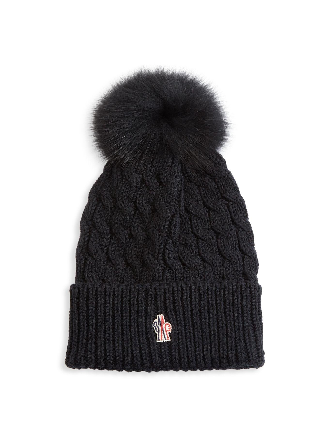 womens black pom pom hat
