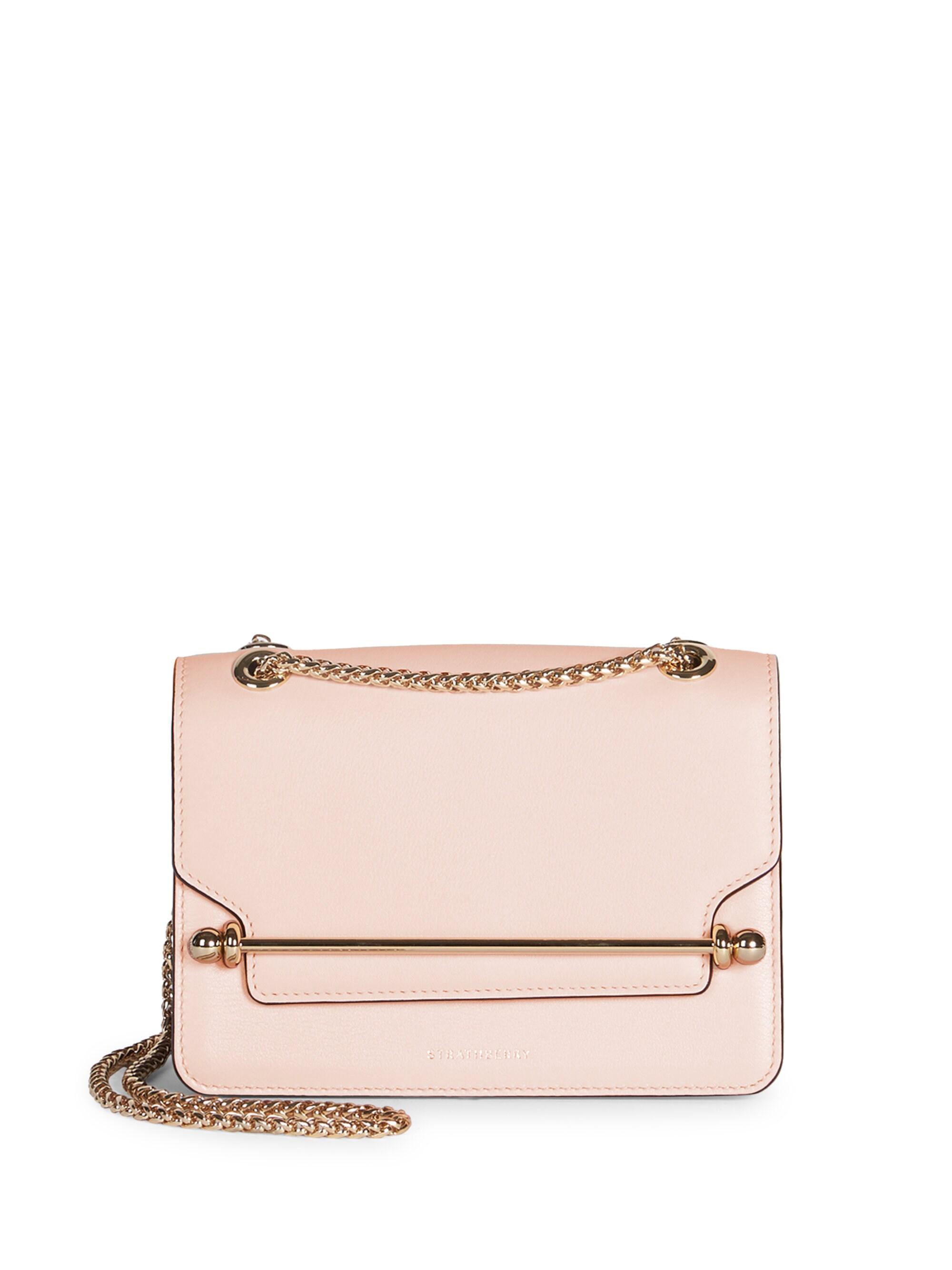 Strathberry Mini East/west Leather Chain Shoulder Bag in Pink - Lyst
