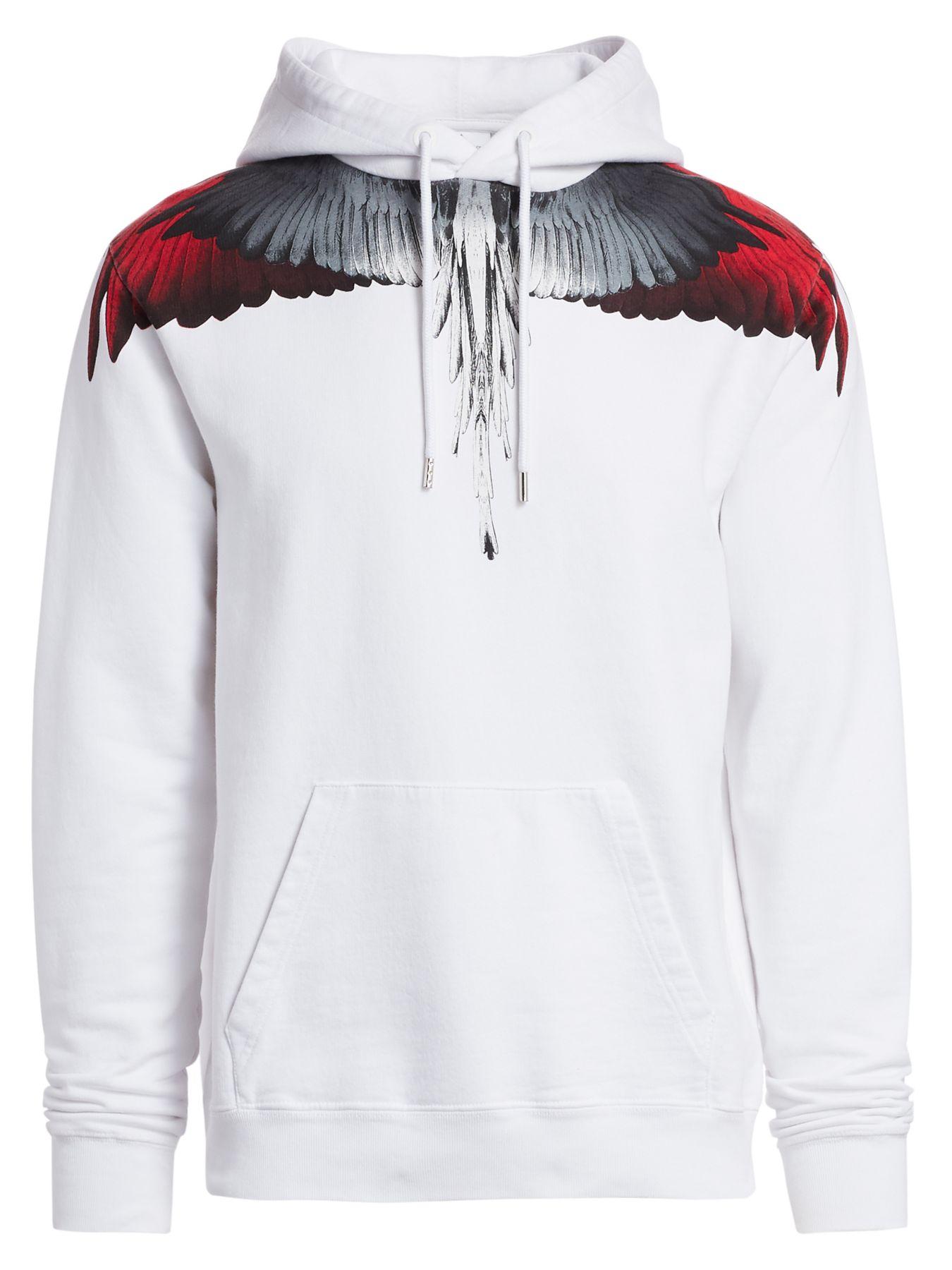 Marcelo Burlon Wings Cotton Hoodie in White Red (White) for Men - Save ...