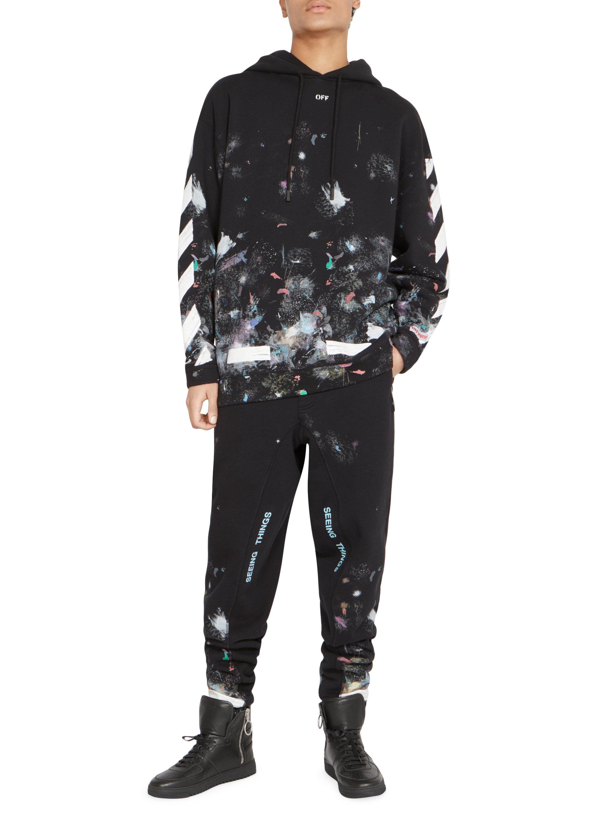 Off-White c/o Virgil Abloh Diagonal Galaxy Brushed Sweatpants in Black for  Men | Lyst