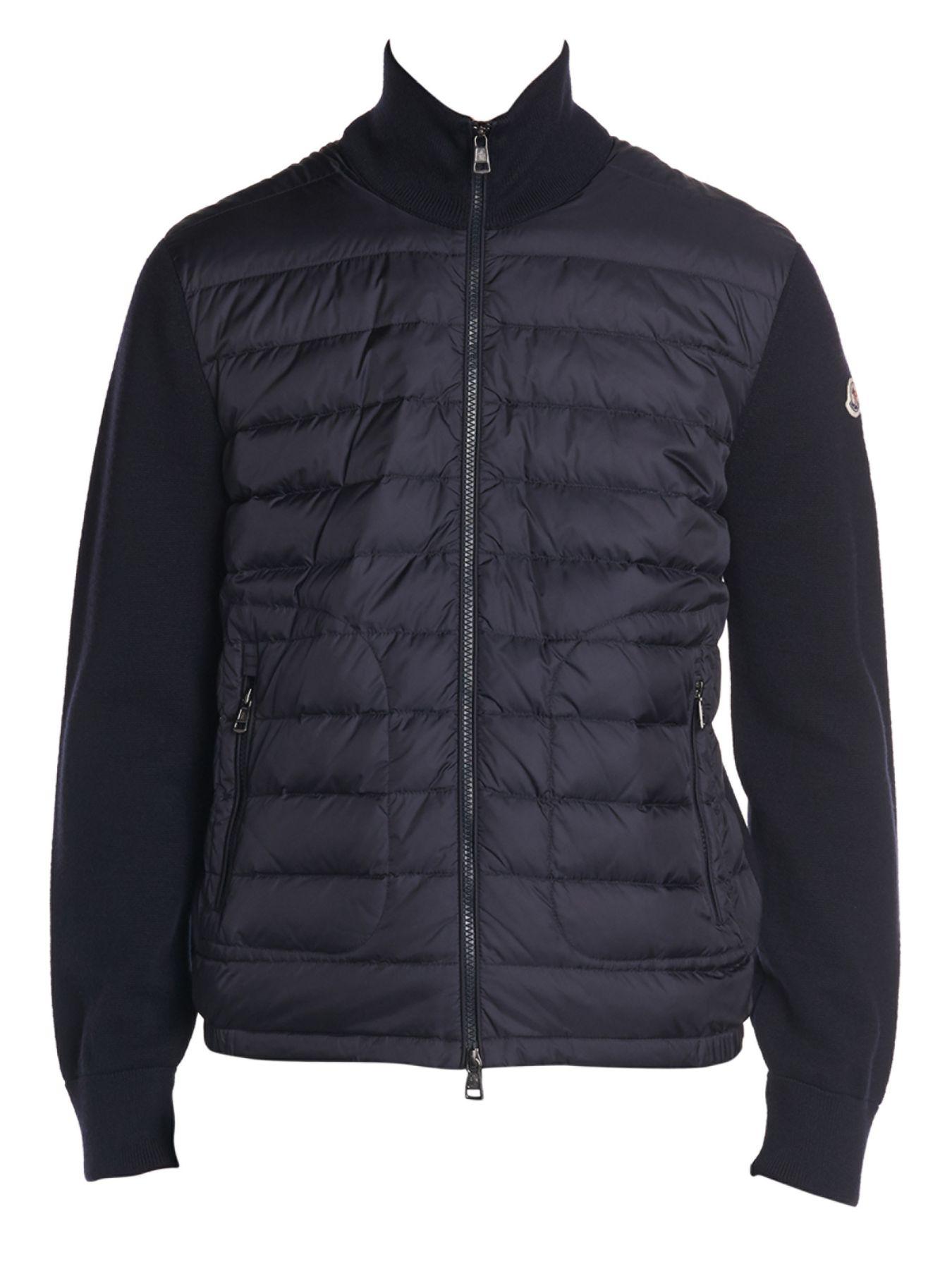 Moncler Knitsleeve Down Puffer Jacket in Blue for Men Lyst