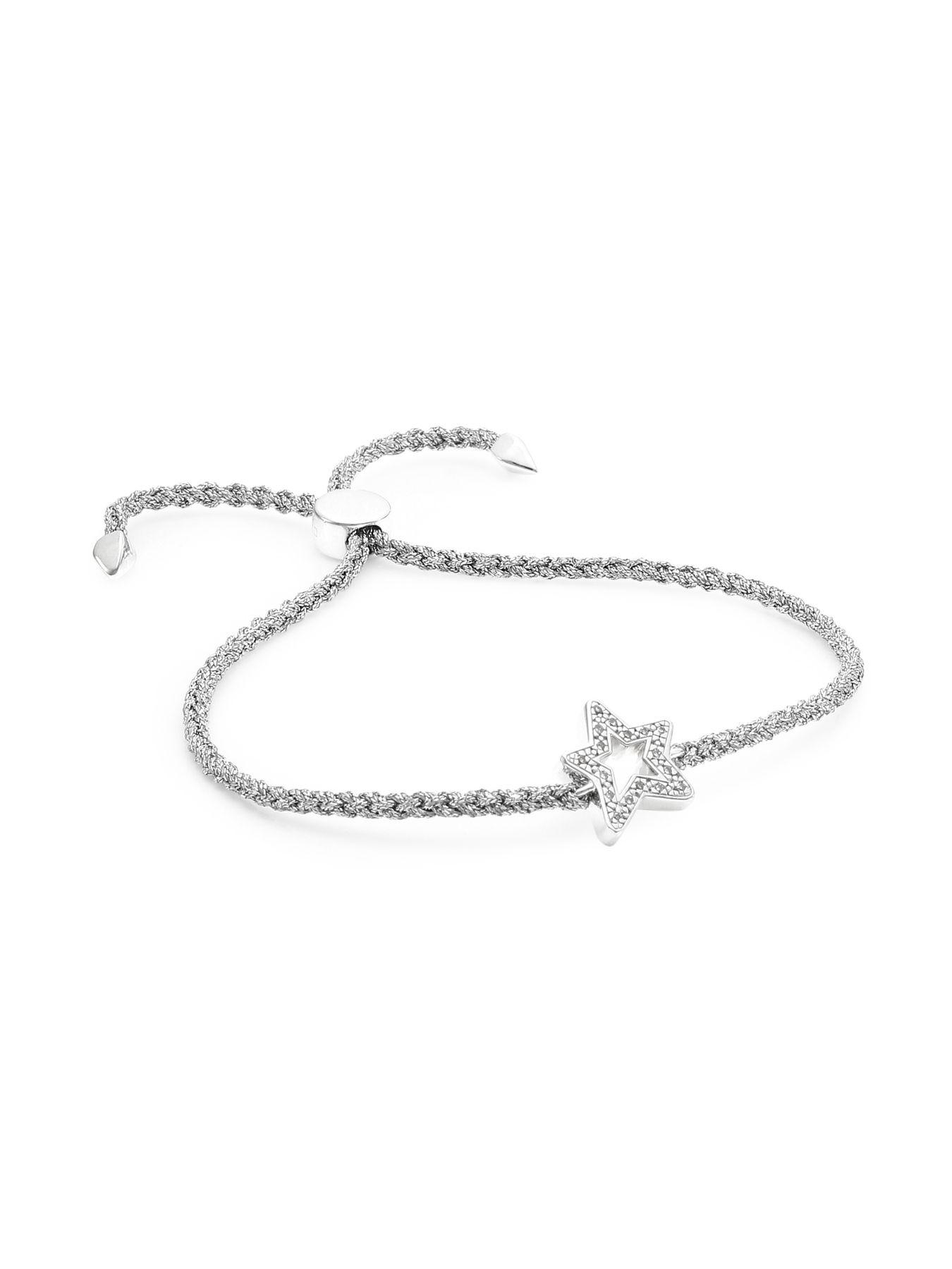Monica Vinader Sterling Silver & Diamond Alphabet Star Friendship Bracelet  in Metallic - Lyst