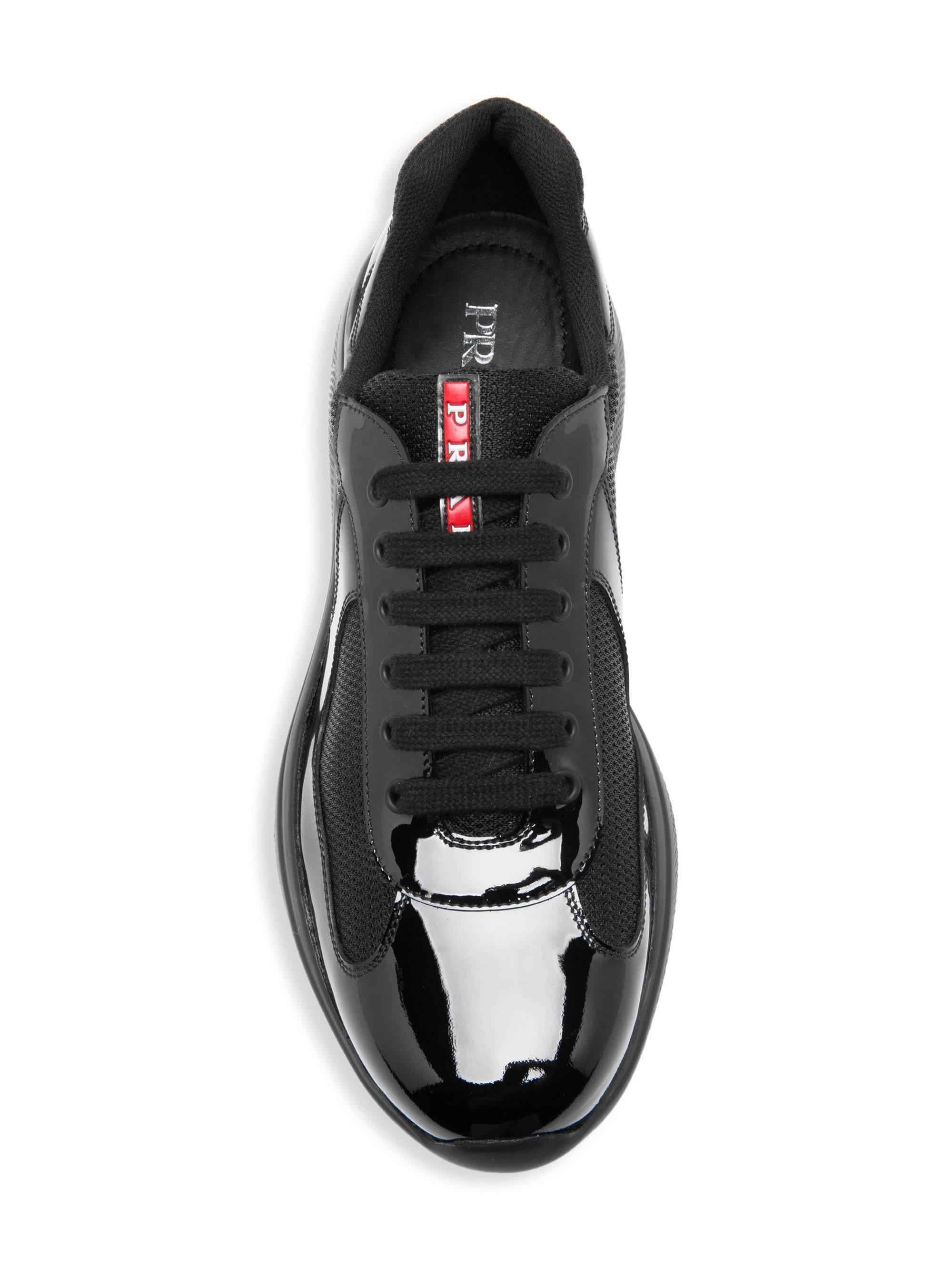 Prada America's Cup Patent Leather & Technical Fabric Sneakers in Nero  (Black) for Men | Lyst