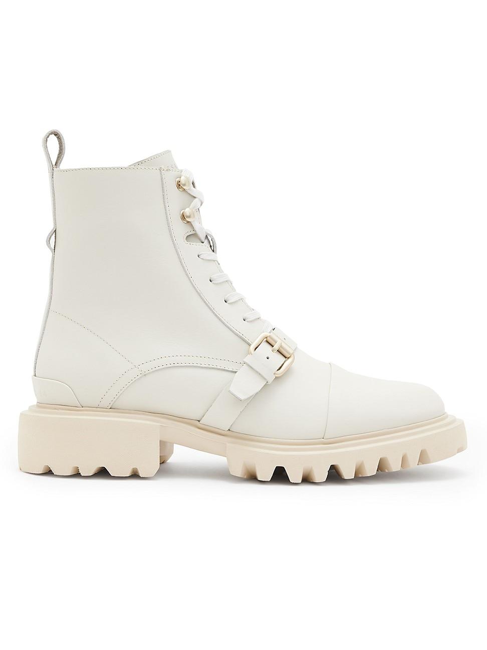 AllSaints Tori Leather Lug-sole Boots in Natural | Lyst
