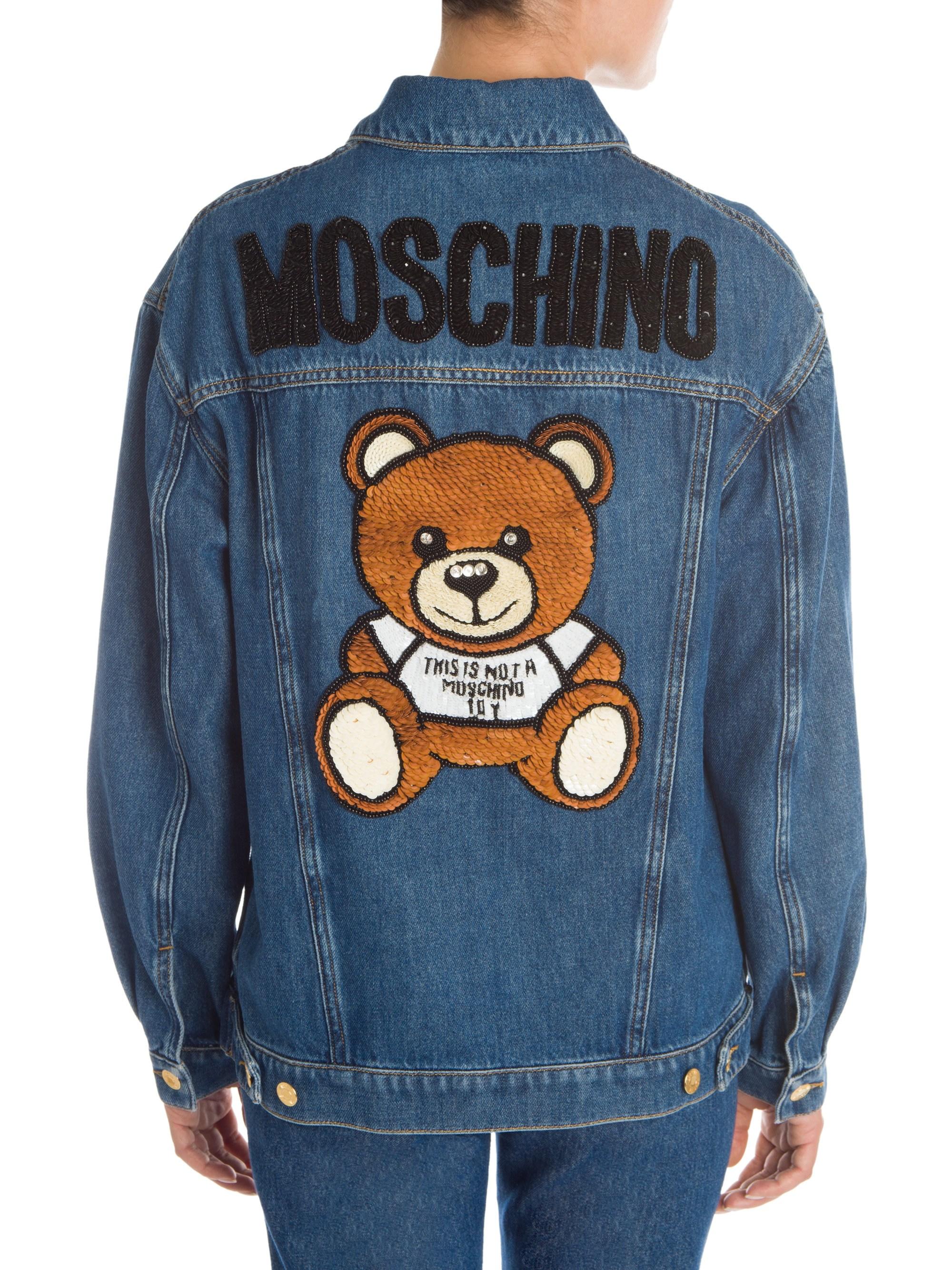 Moschino Denim Women's Embellished Bear Back Jean Jacket in Blue - Lyst