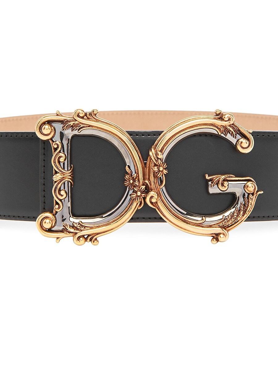 Dolce & Gabbana Cotton Lamé Belt With D&g Baroque Logo in Black 
