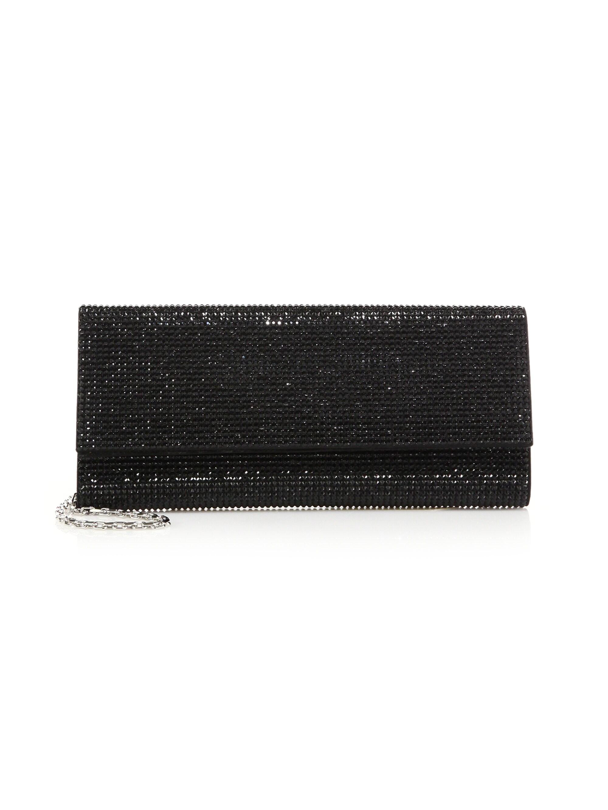 Judith Leiber Satin Ritz Fizz Crystal Clutch in Black Lyst