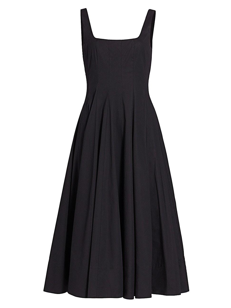STAUD Wells Pleated Midi Dress in Black | Lyst