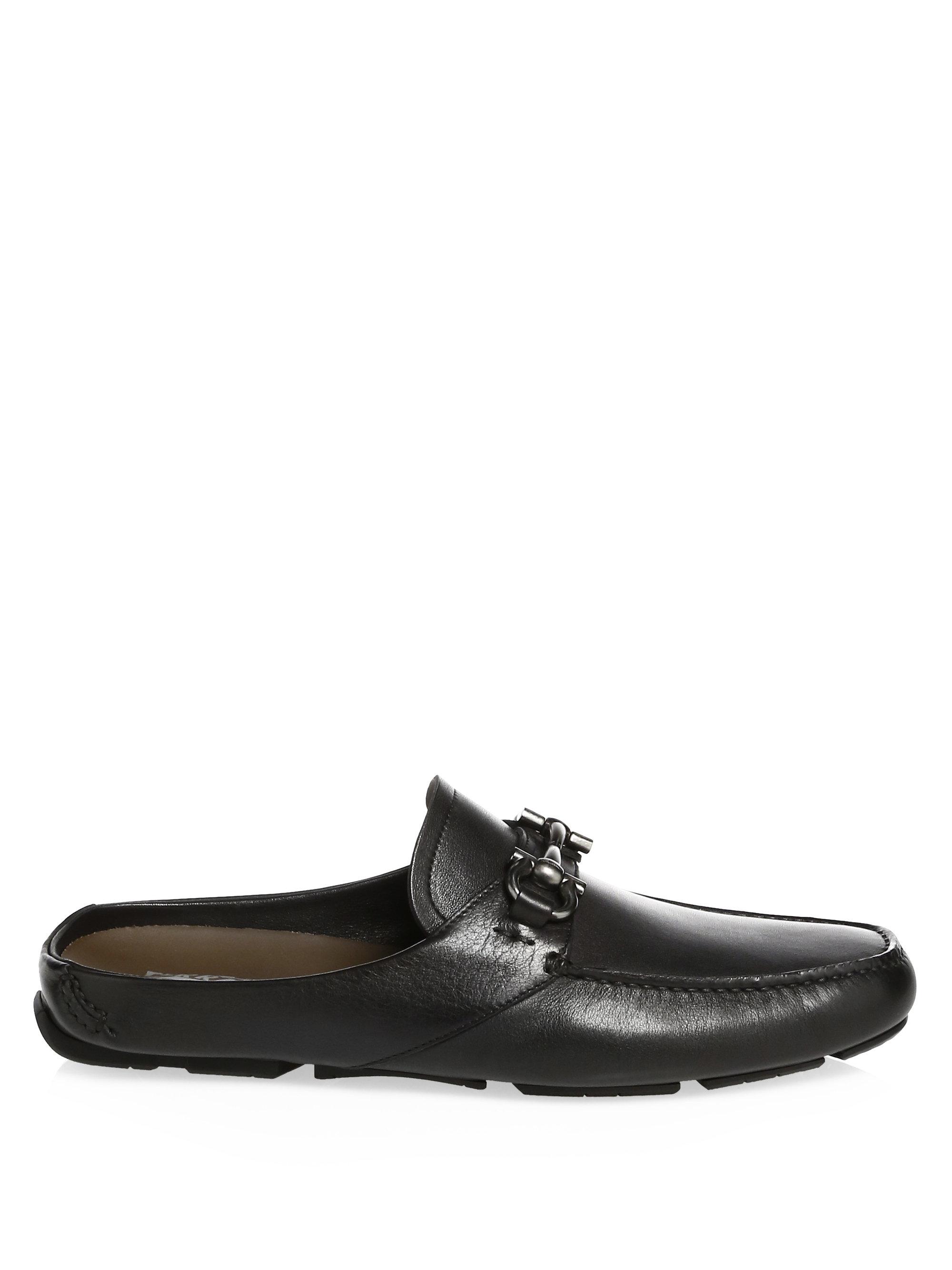 mens leather backless loafers