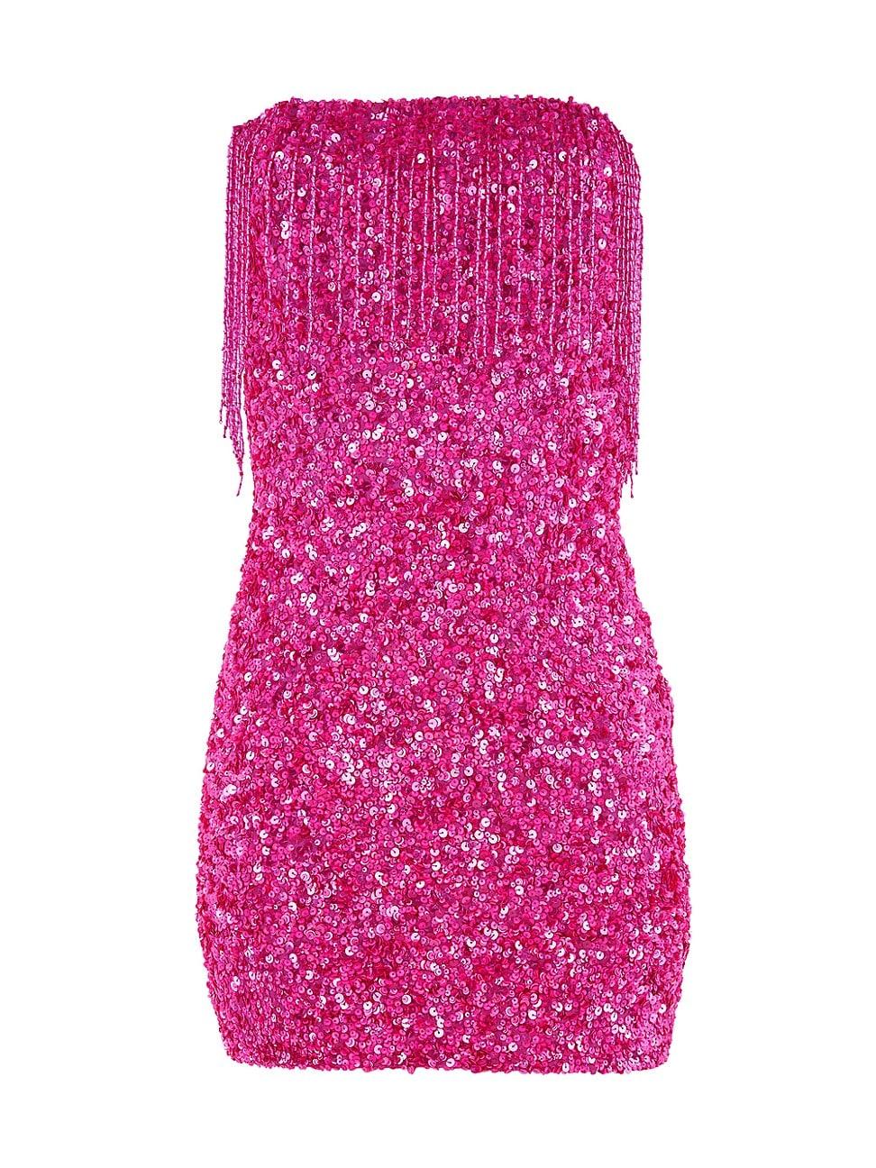 retroféte Cassandra Sequin Fringe Dress in Pink | Lyst