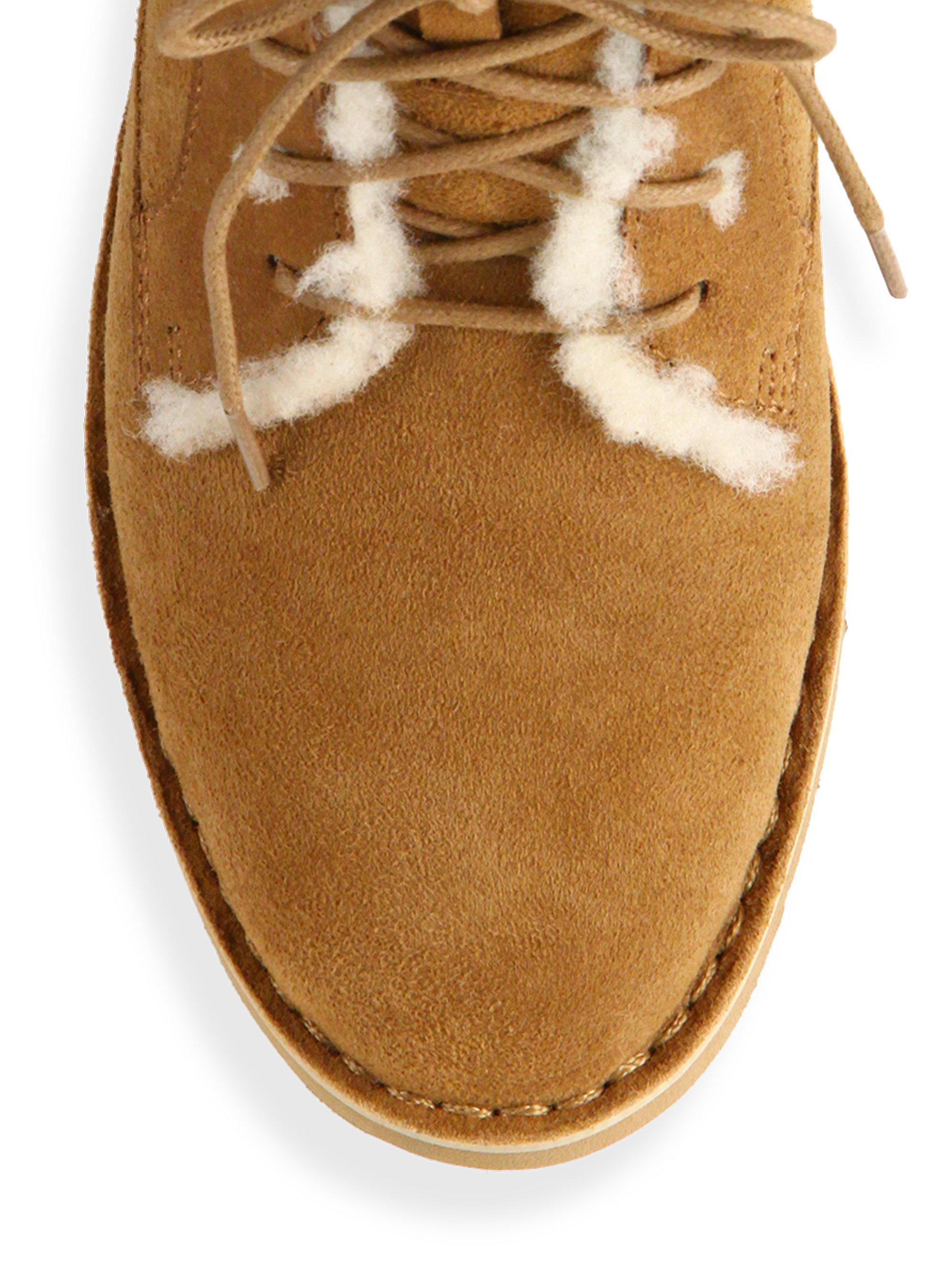 Lyst - Ugg Quincy Shearling-trimmed Lace-up Boots