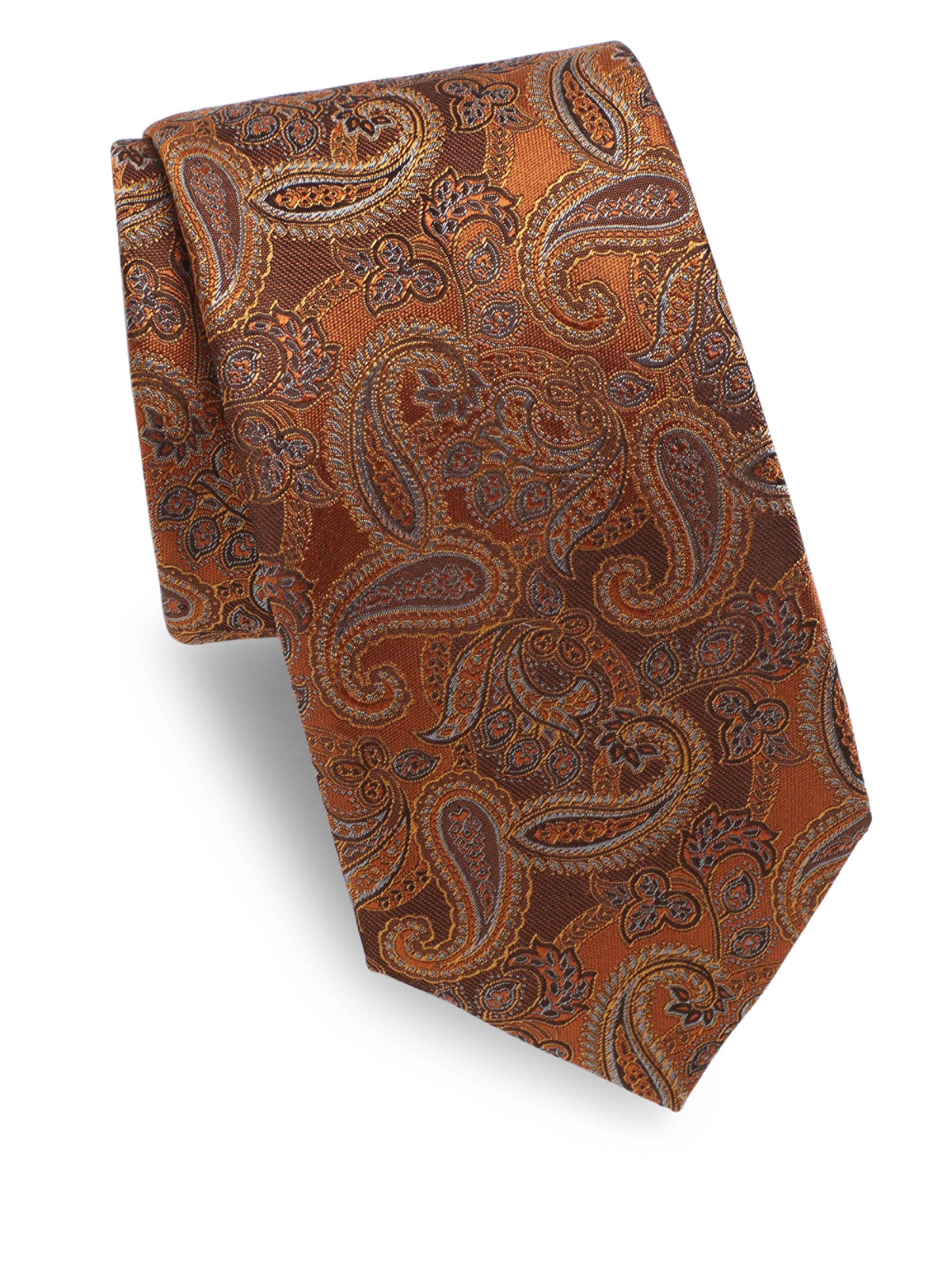 Canali Rust Paisley Silk Tie in Red for Men Lyst