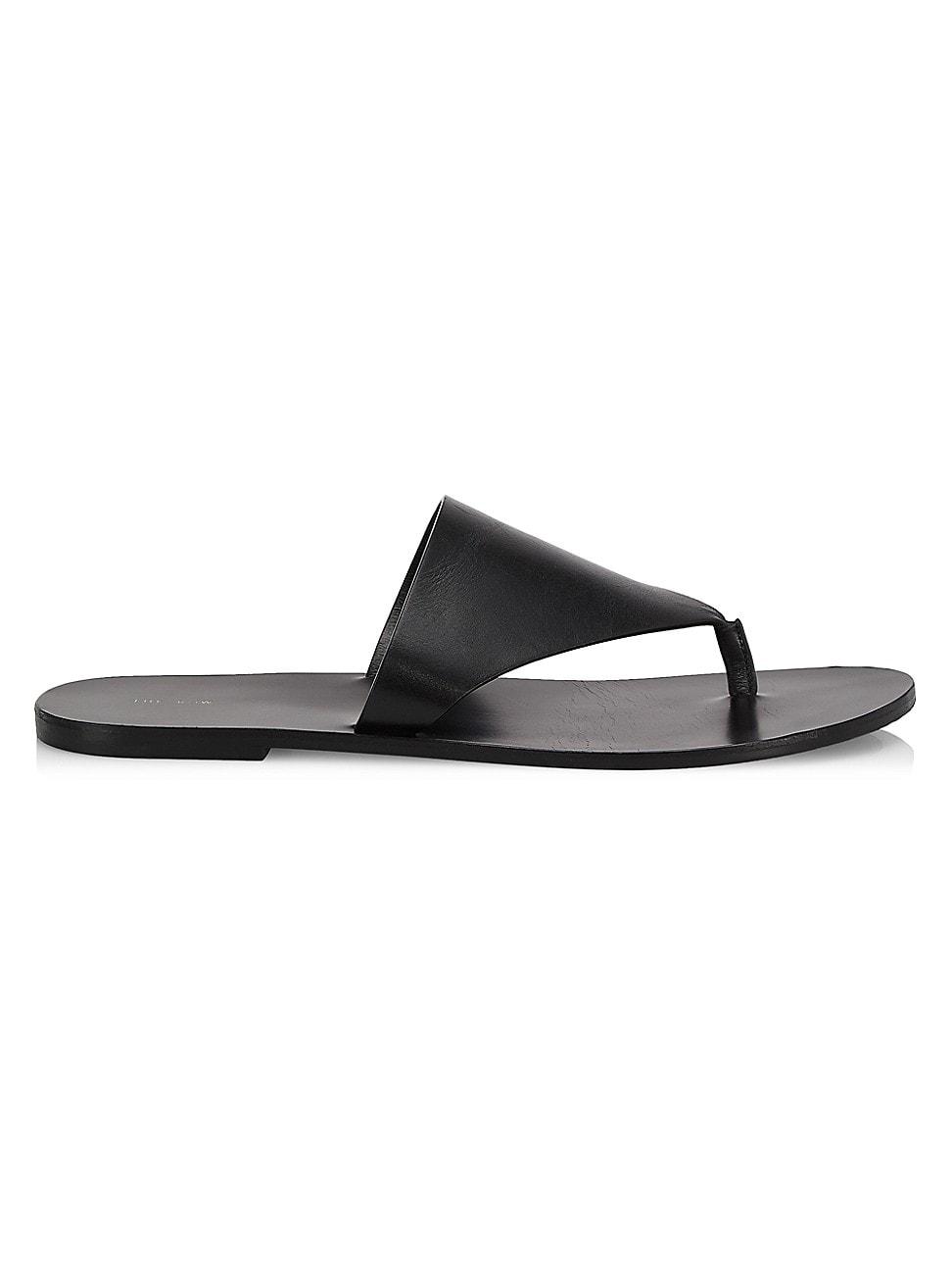 The Row Avery Leather Thong Sandals in Black | Lyst