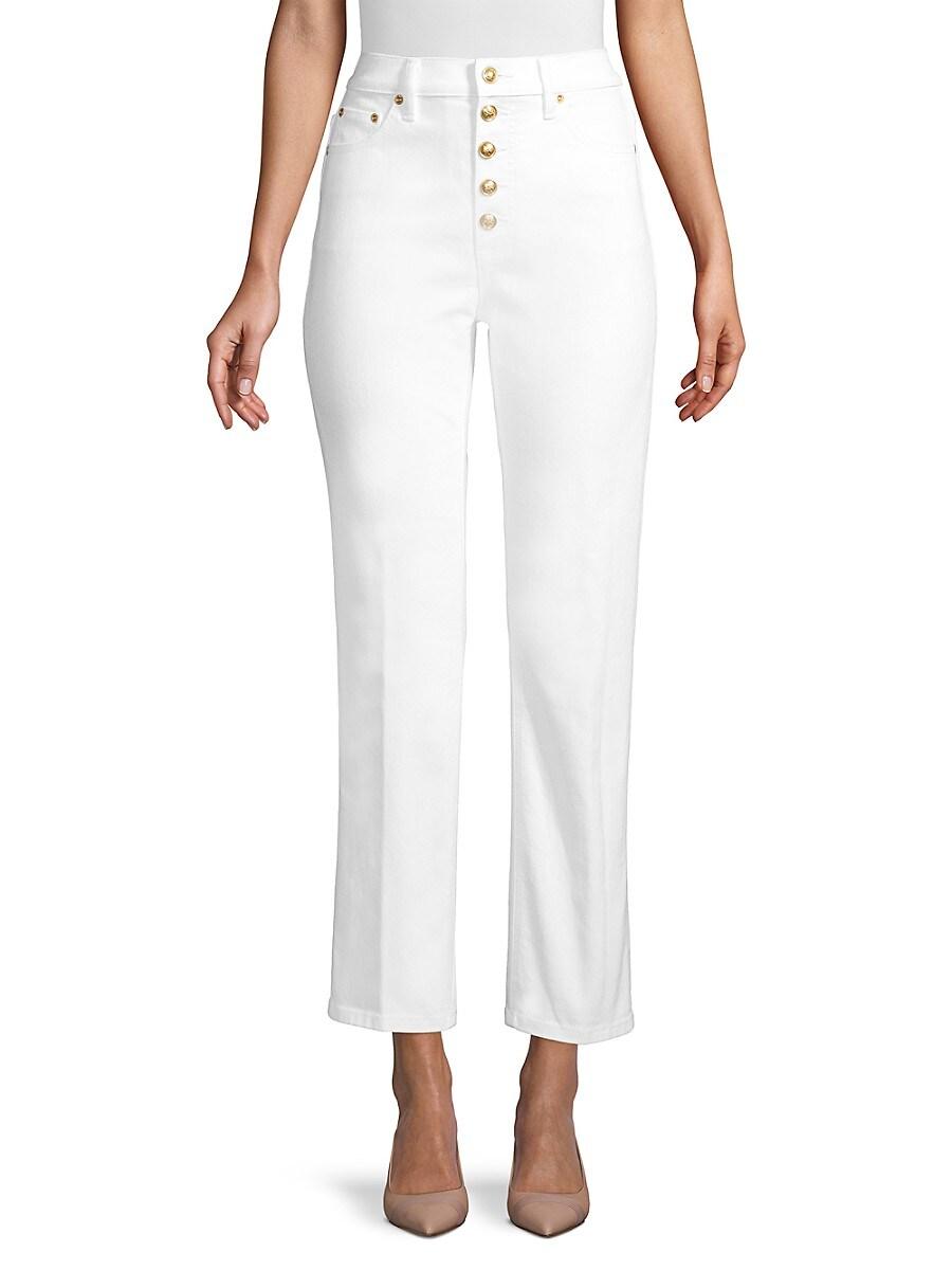 Tory Burch Button-fly Denim Pants in White | Lyst