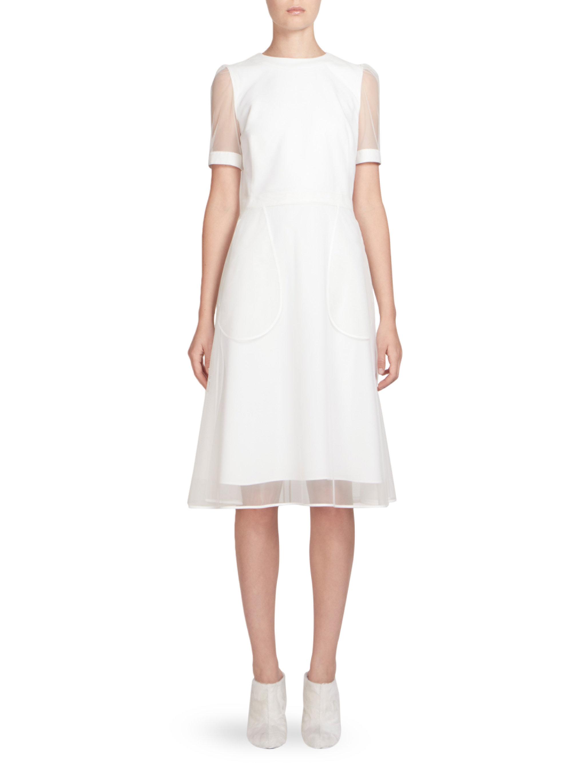 Givenchy Sheer Overlay Dress in White | Lyst