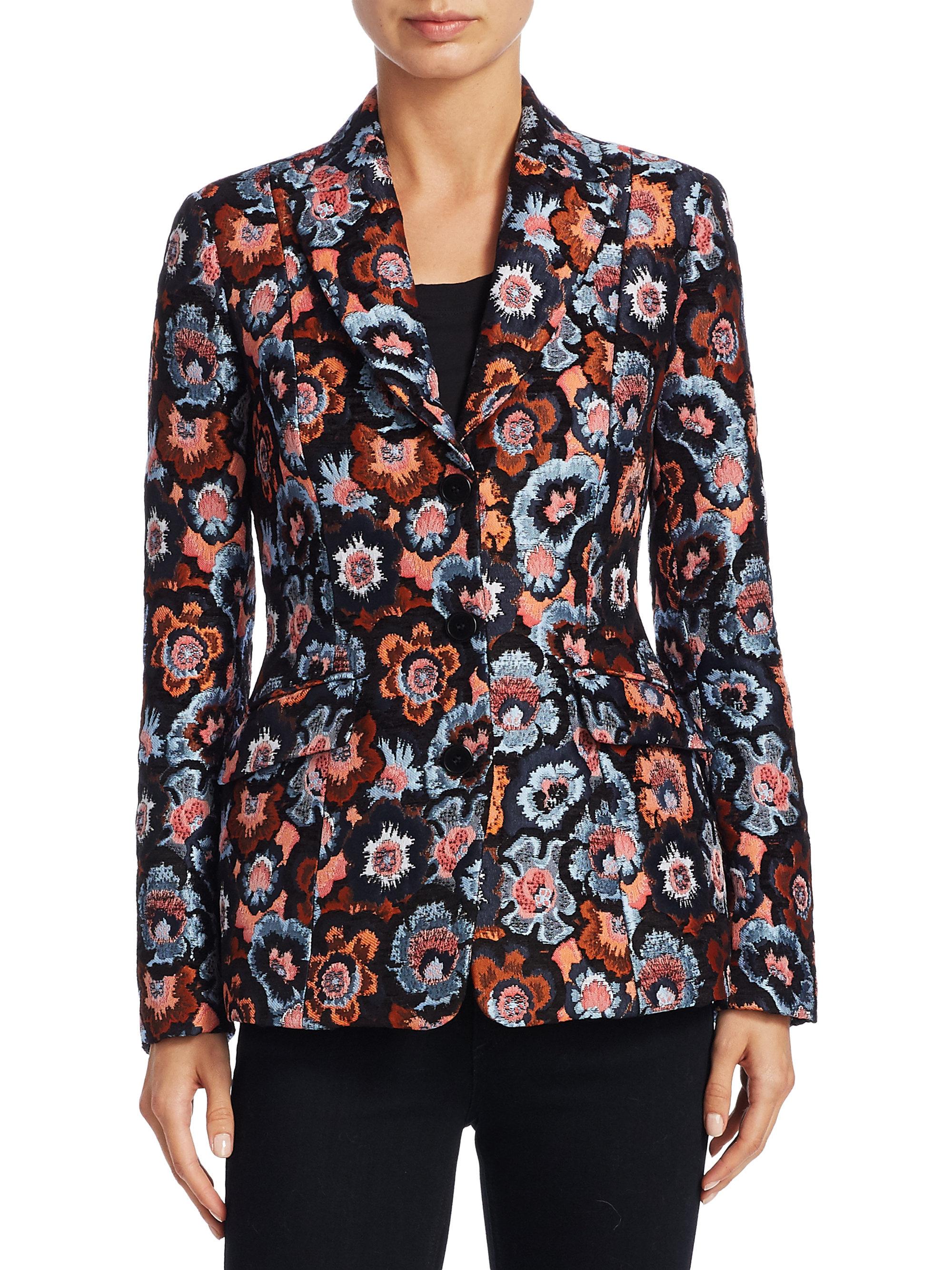 Theory Synthetic Floral Jacquard Jacket - Lyst
