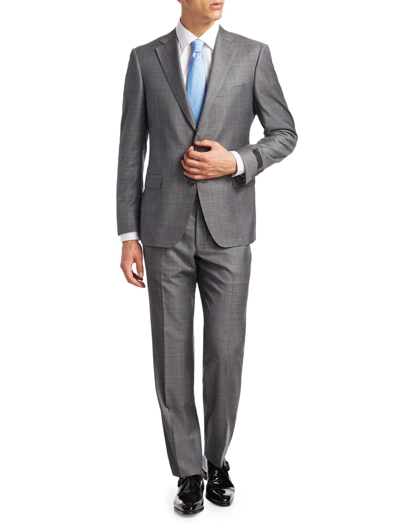 Saks Fifth Avenue Wool Collection By Samuelsohn Plaid Suit in Grey ...