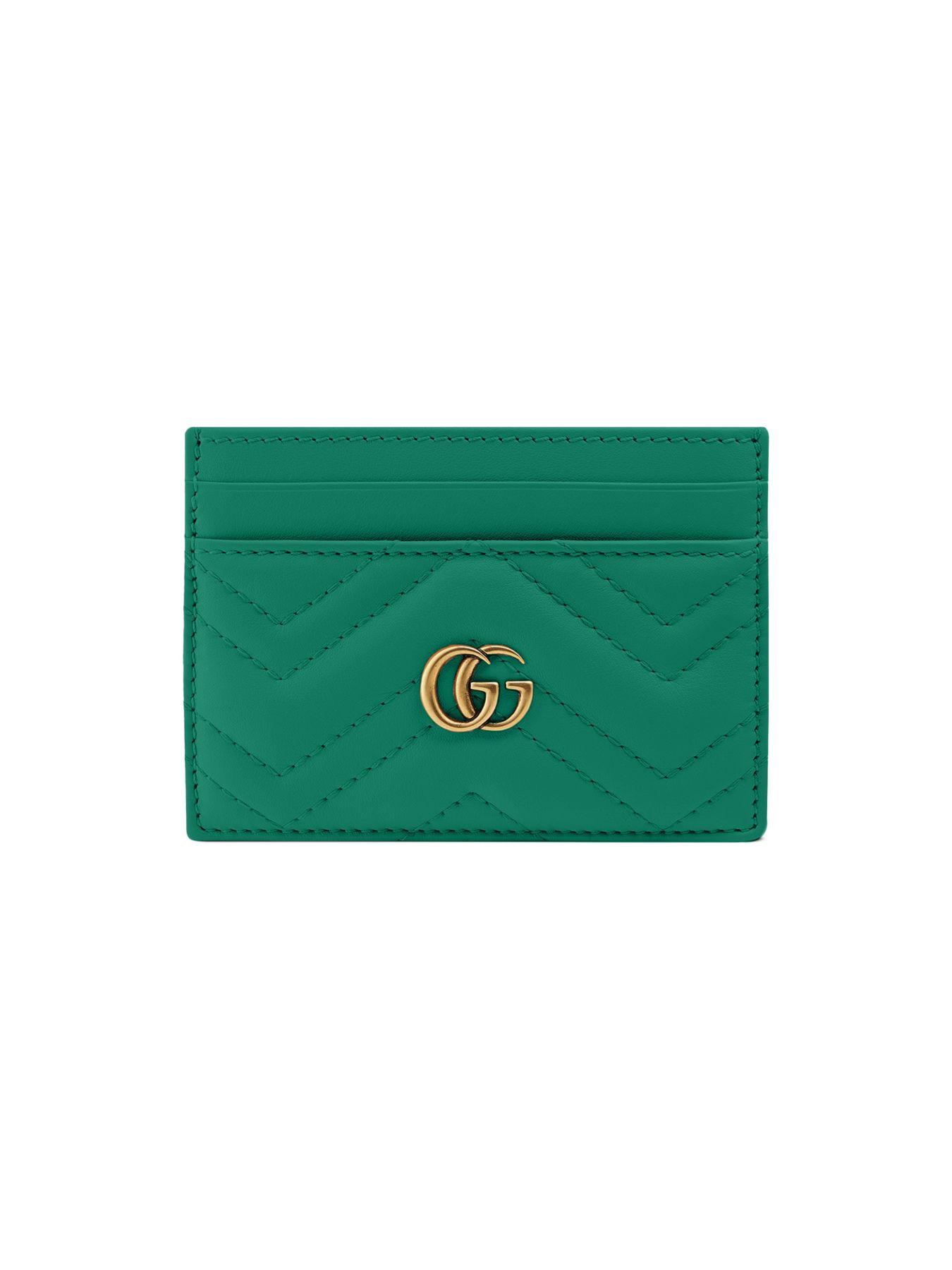 Gucci Gg Marmont Keychain Card Case In Green