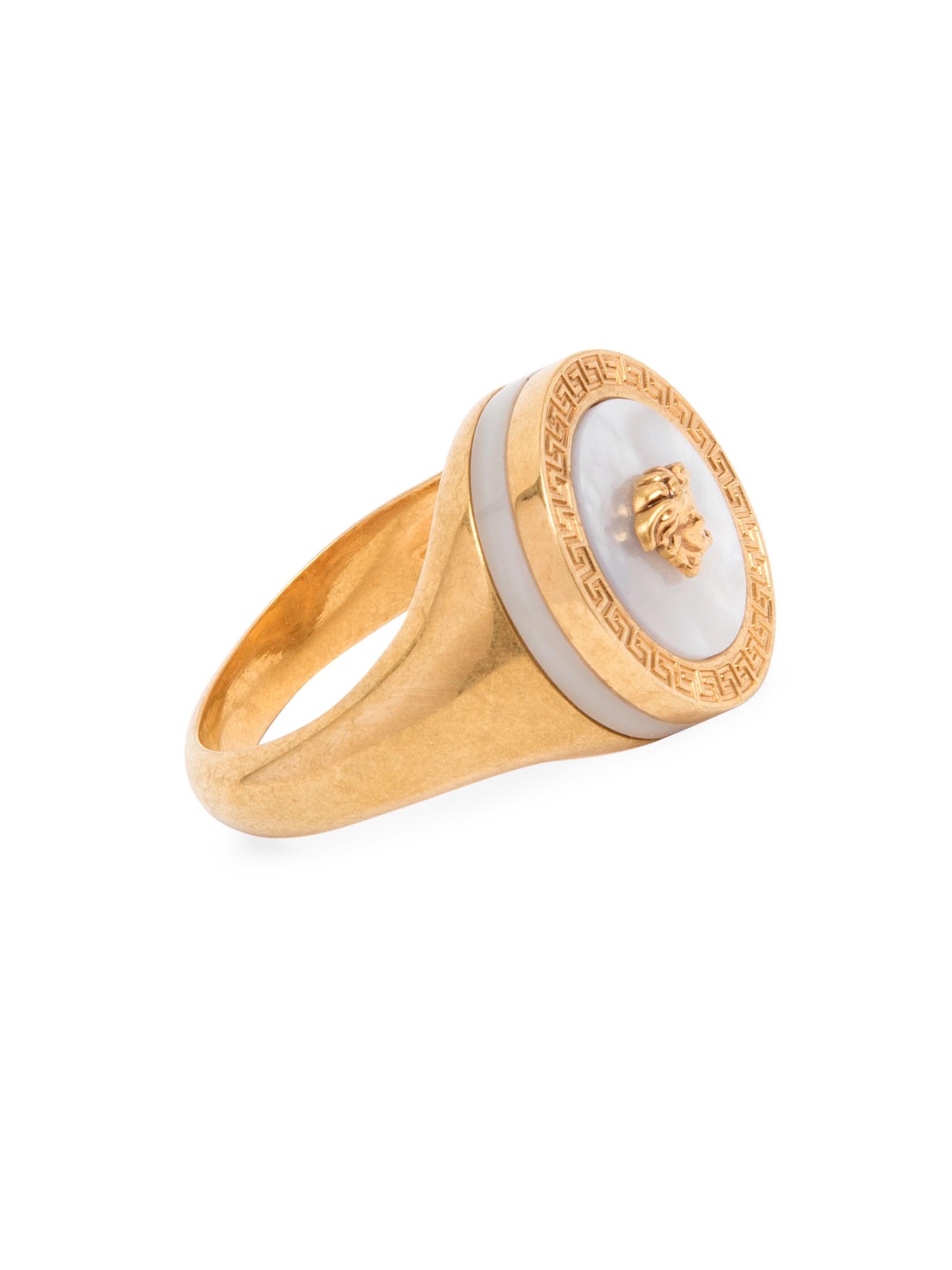 Versace Mother Of Pearl Medusa Ring in 