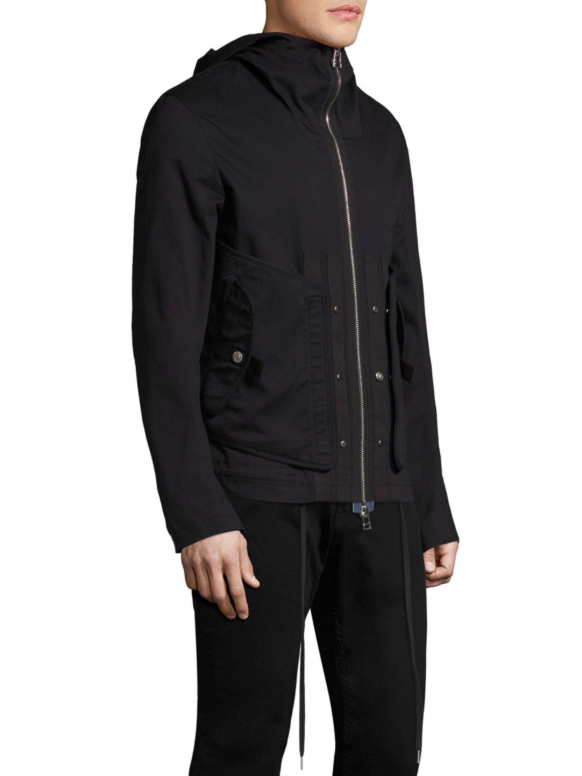 black hooded utility jacket