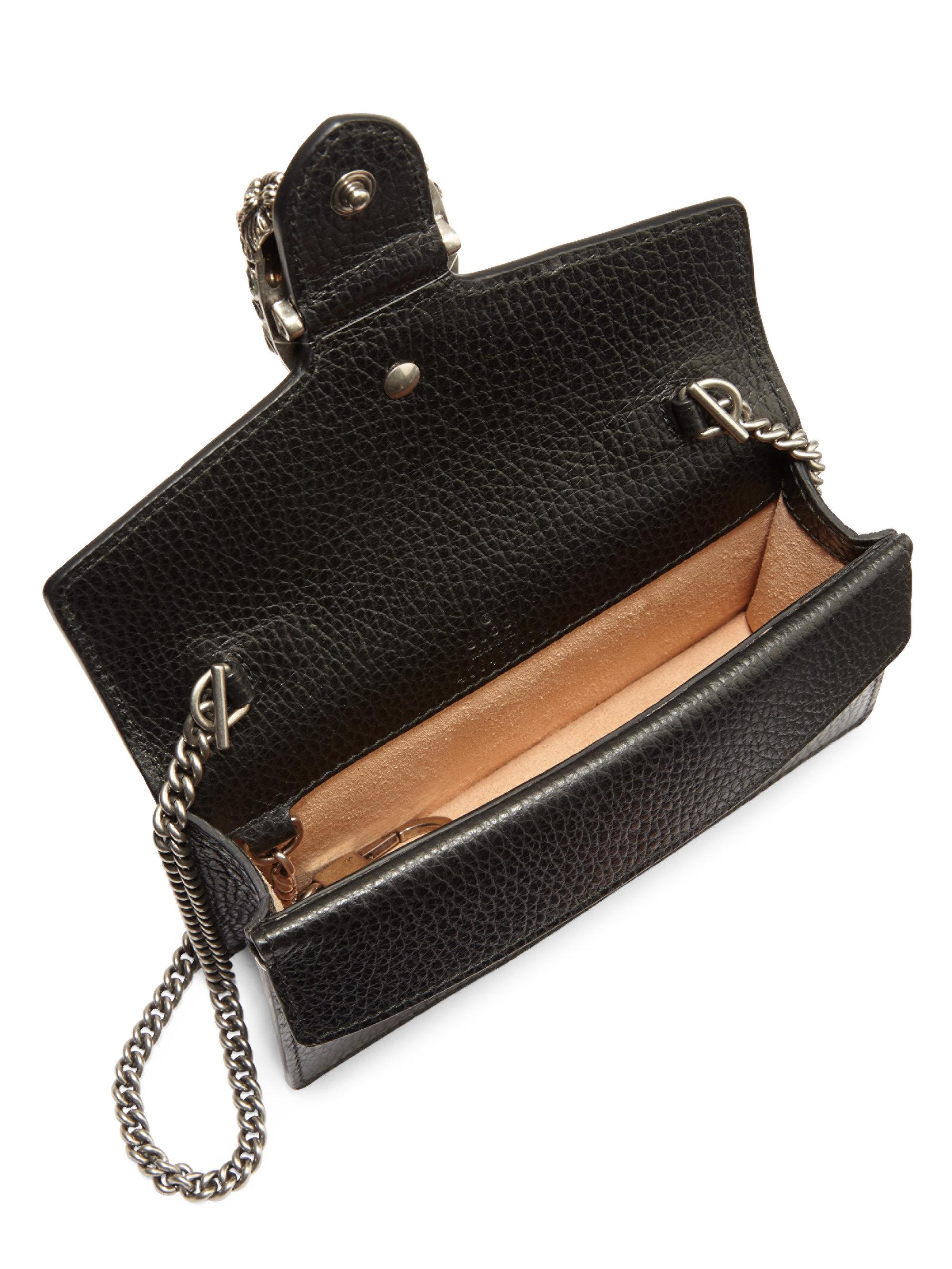 Gucci Dionysus Leather Mini Chain Shoulder Bag in Black - Lyst