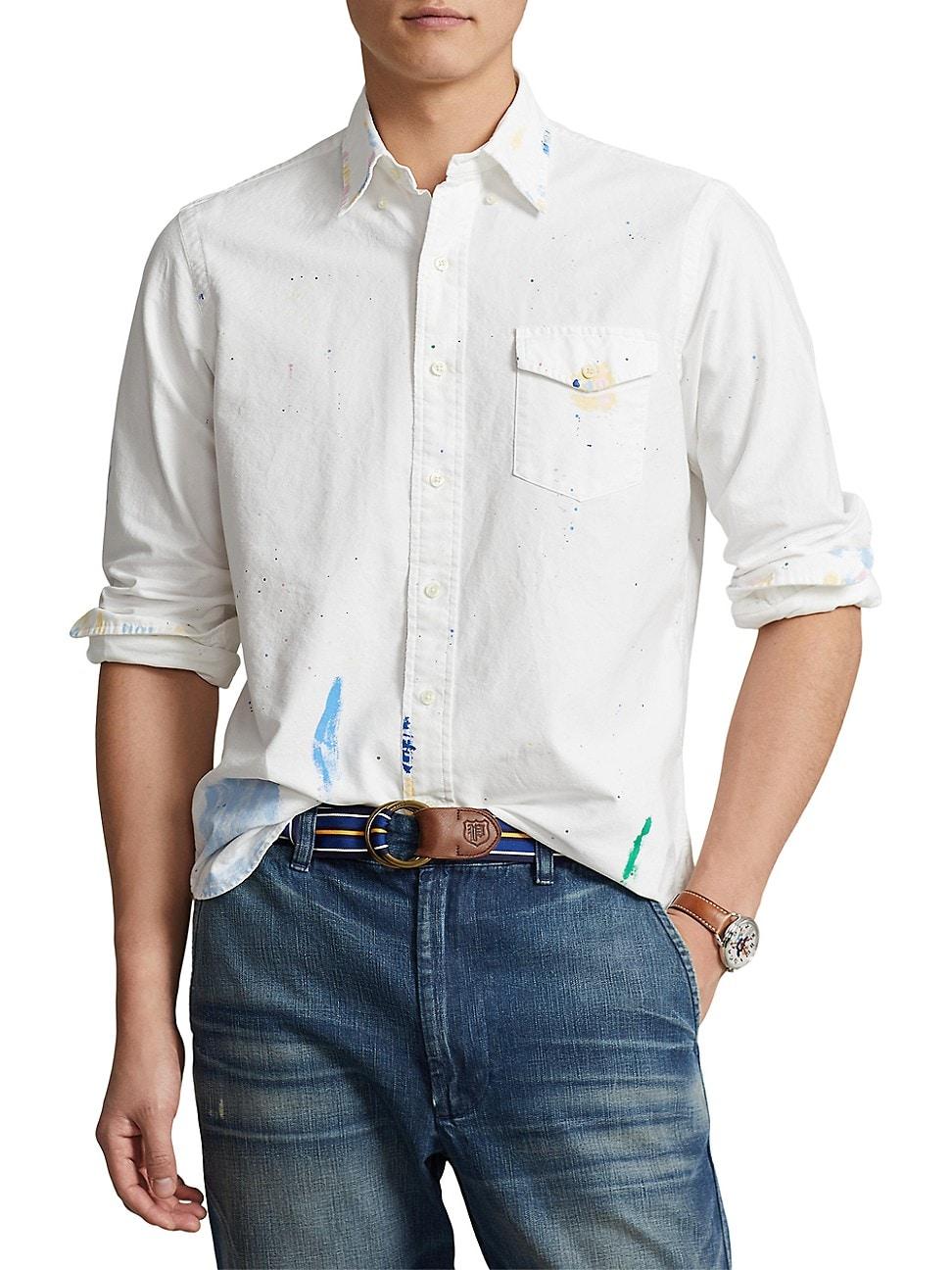 Polo Ralph Lauren Classic Oxford Splatter Paint Shirt in White for Men