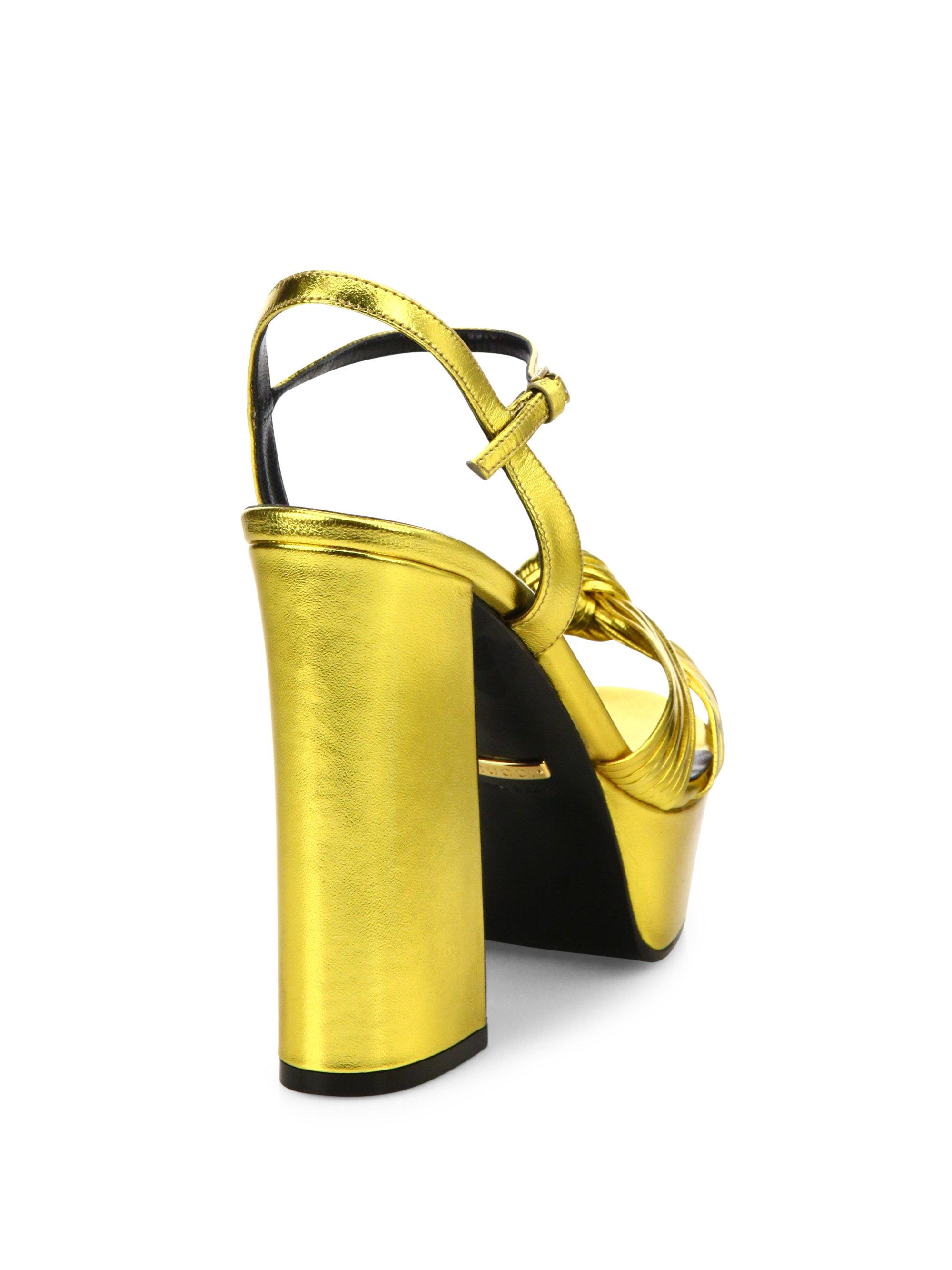 gucci allie knotted sandals gold