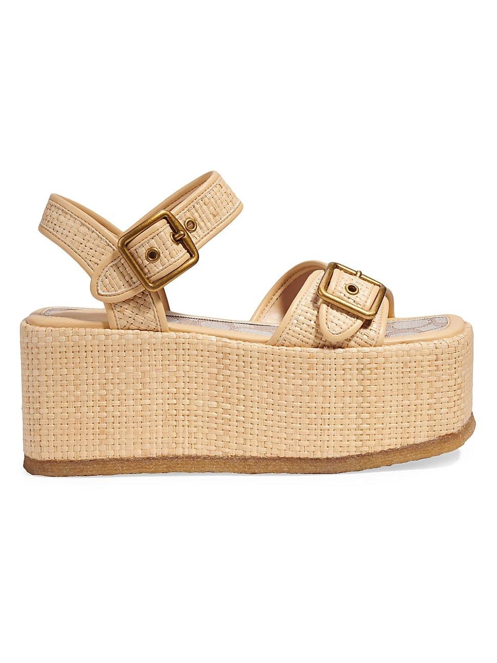 COACH Naomi Raffia Flatform Sandals in Metallic | Lyst