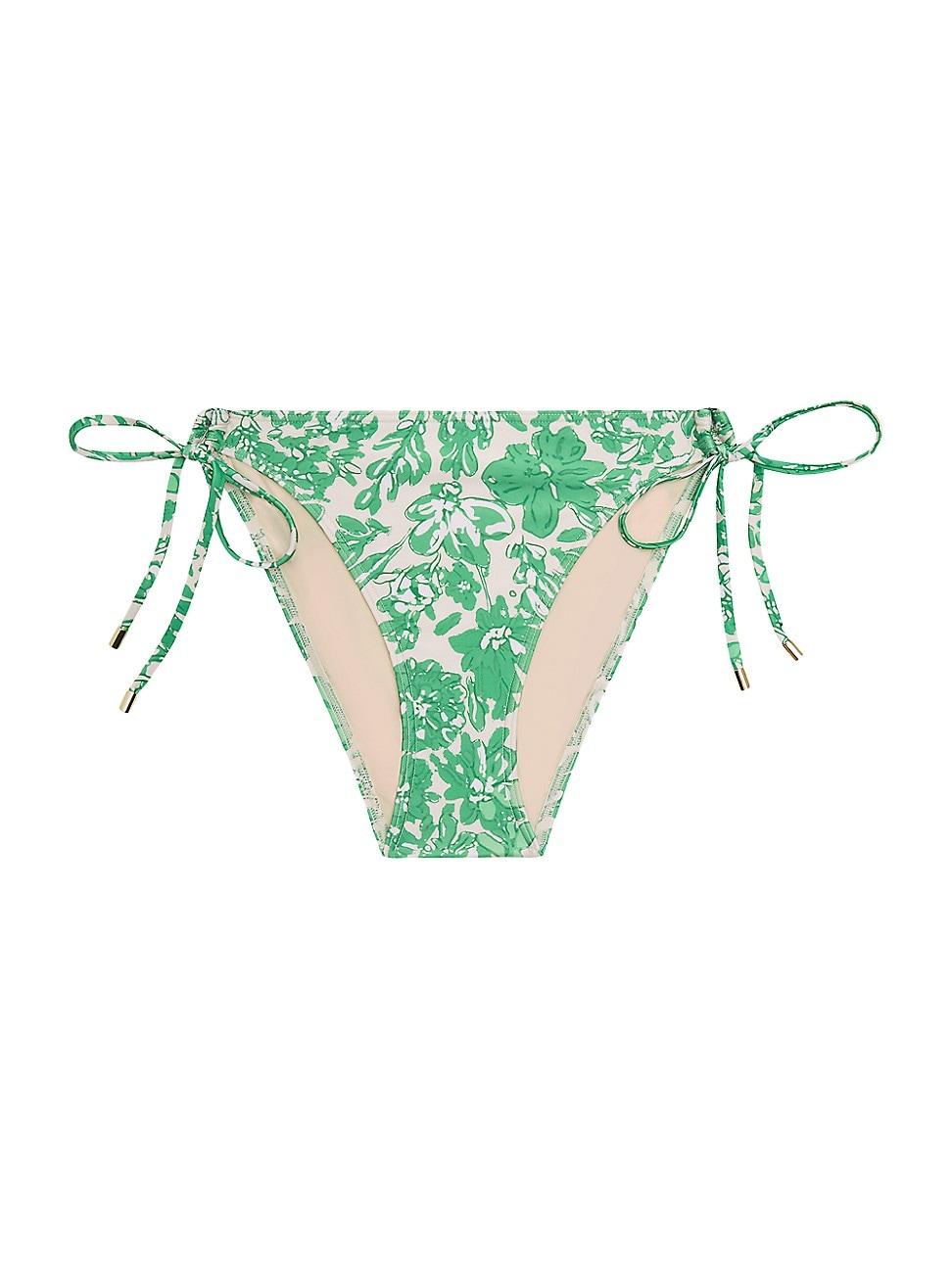 Peony Synthetic Tie Bikini Bottom in Green | Lyst
