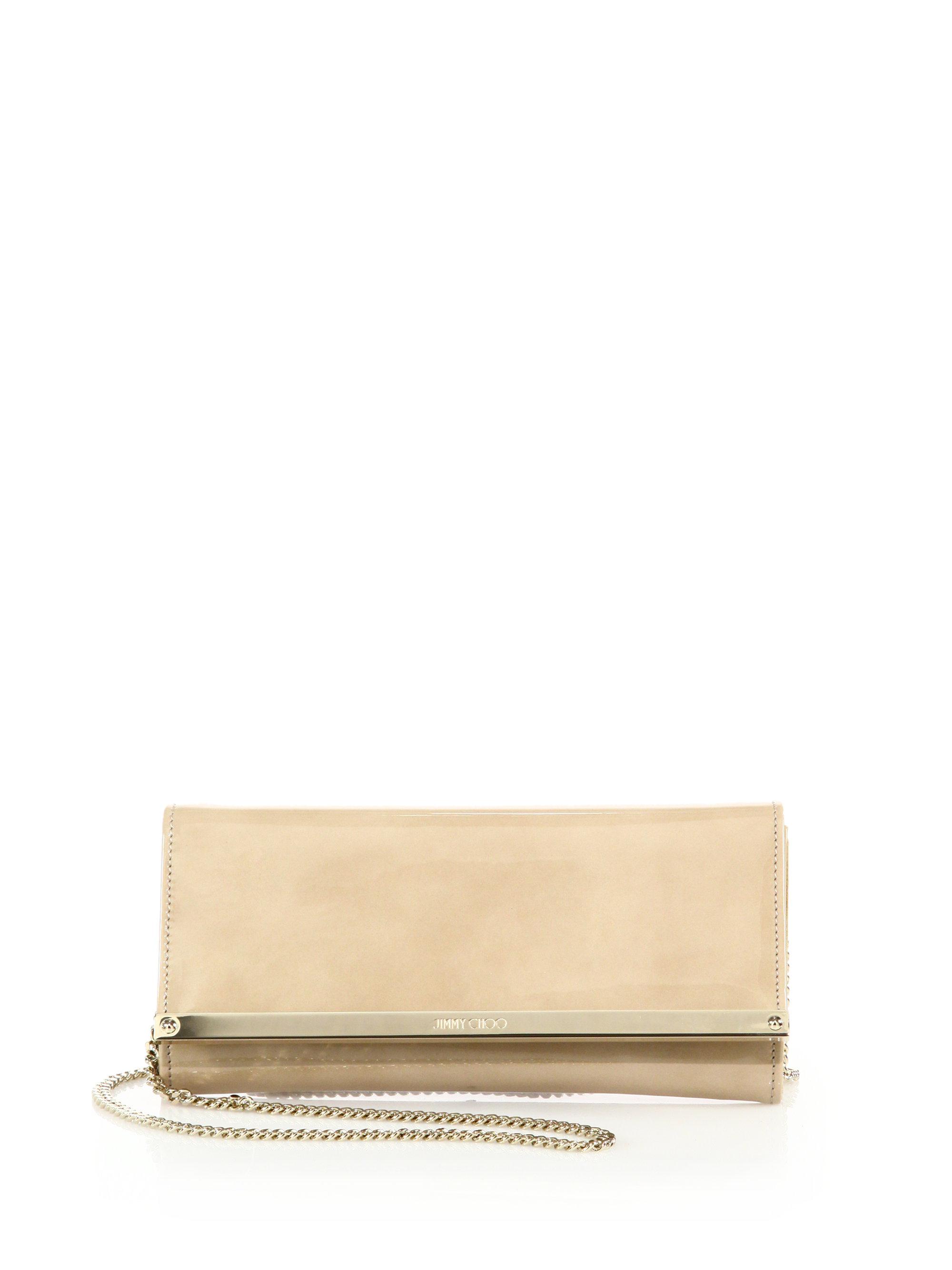 Jimmy Choo Milla Patent Leather & Suede Clutch in Nude (Natural) | Lyst