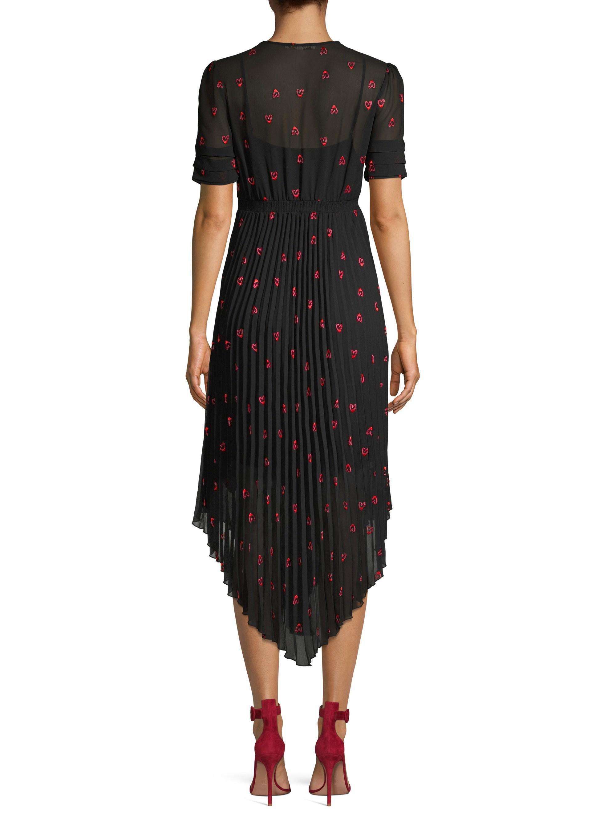 Maje Embroidered Pleated Dress Top 