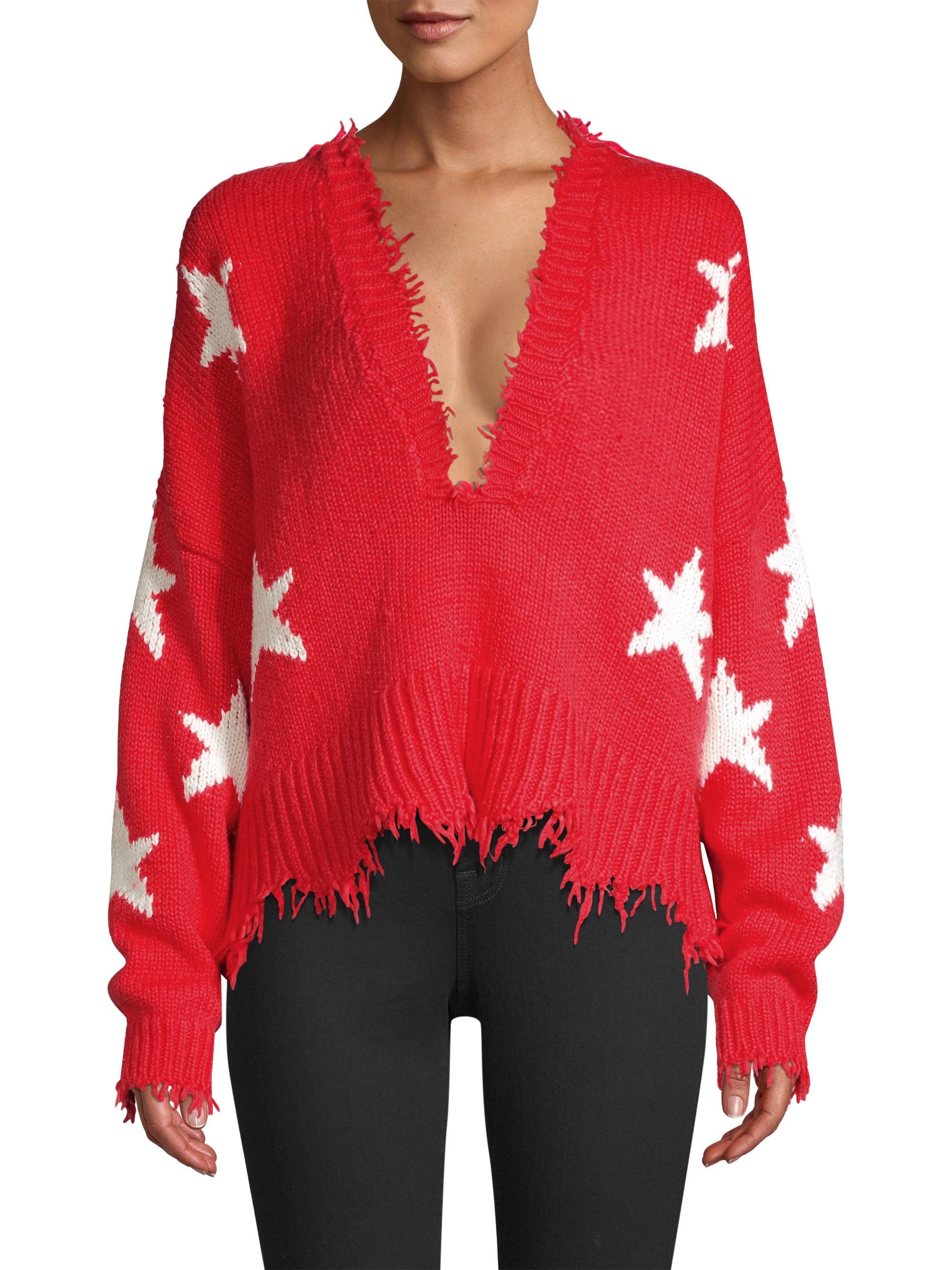 Wildfox Stars Deep Red Cotton Jumper | Lyst
