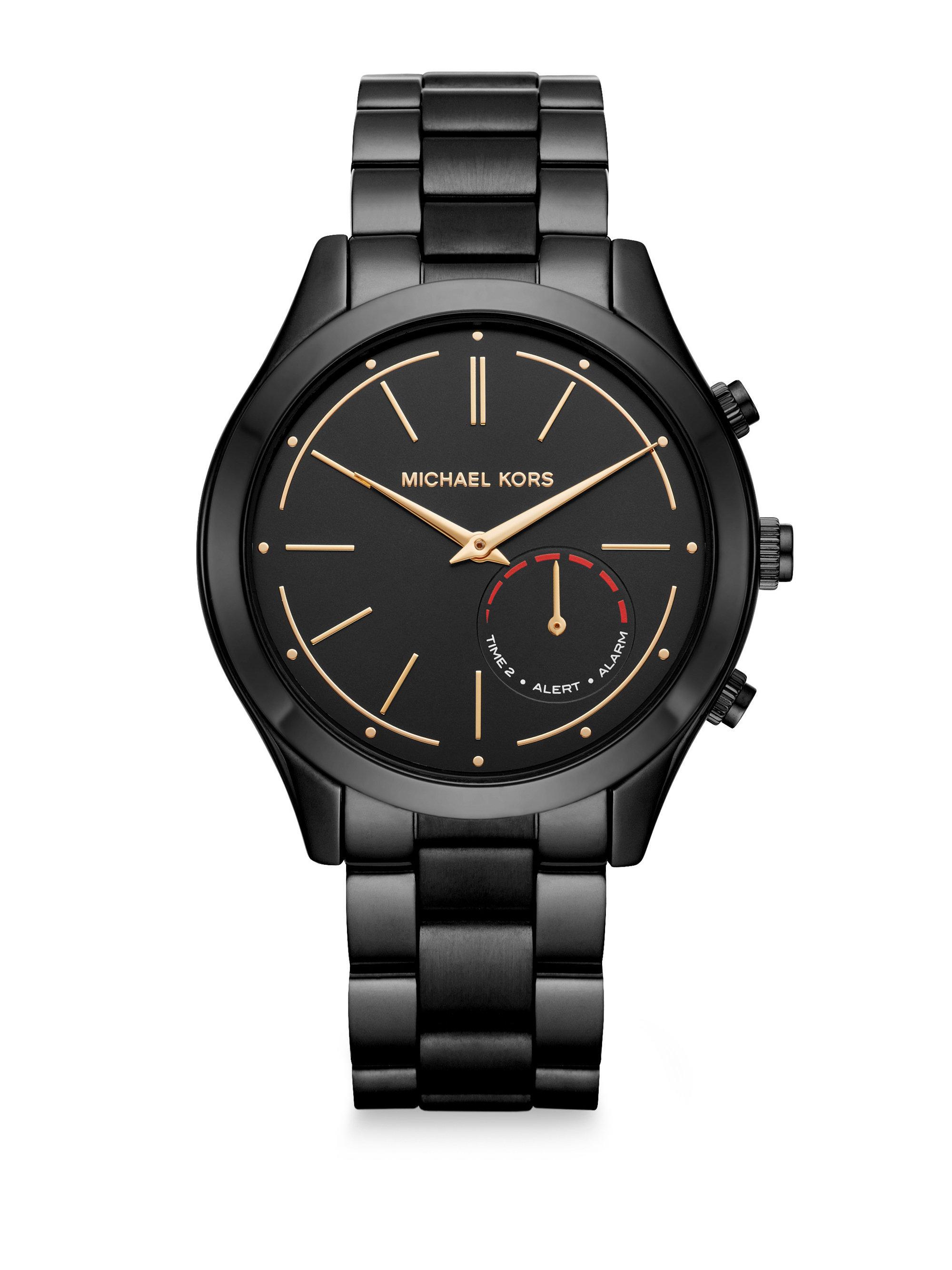 Lyst - Michael Kors Access Slim Runway Black Ip Stainless Steel Hybrid Smartwatch in Black