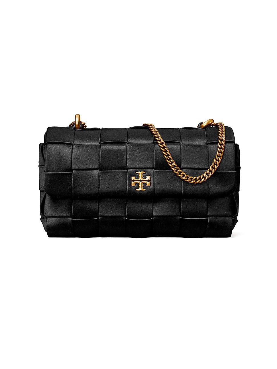 Tory Burch Kira Woven Satin Shoulder Bag in Black Lyst