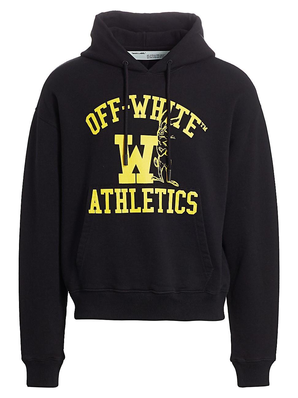 Off-White c/o Virgil Abloh Fleece Hoodie mit Logo-Patch in Schwarz Damen Herren Bekleidung Herren Sport- Sparen Sie 22% Training- und Fitnesskleidung Hoodies 