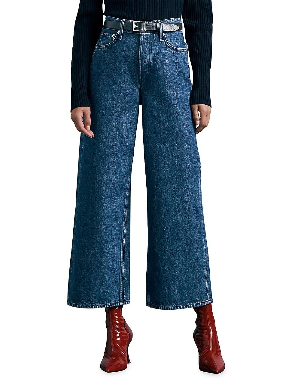 Rag & Bone Andi High-rise Wide-leg Ankle Jeans in Blue | Lyst