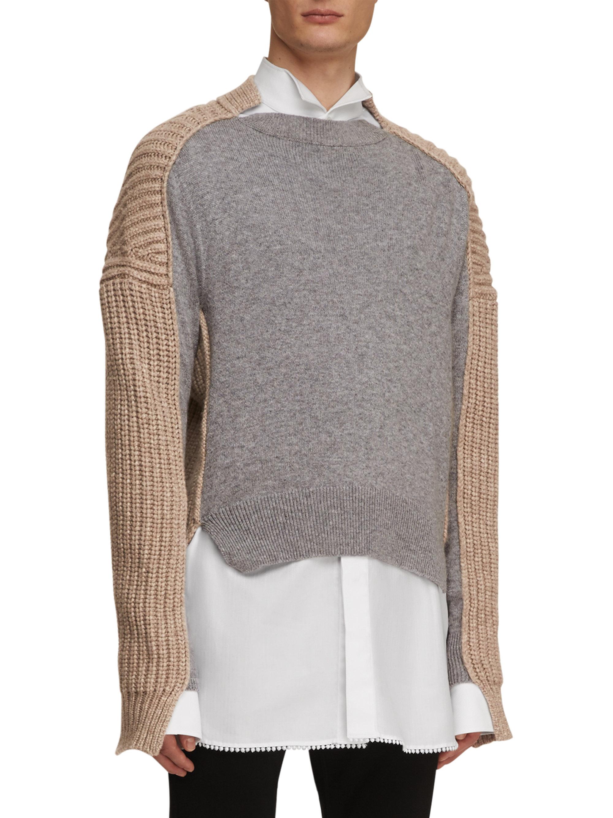 Lyst - Burberry Paneled Cashmere Fisherman Sweater in Gray for Men