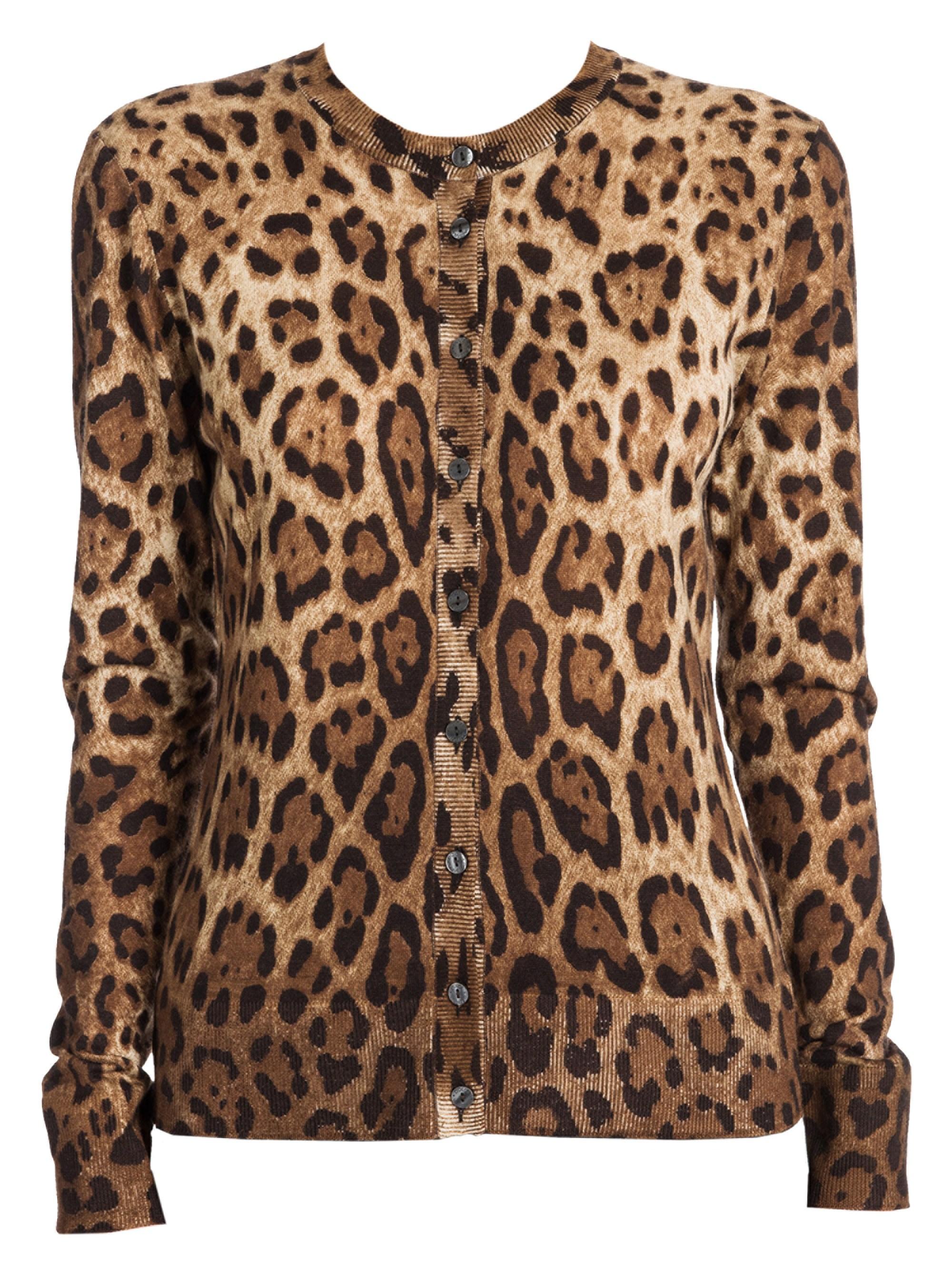 Dolce & Gabbana Leopard Print Cashmere & Silk Cardigan - Lyst