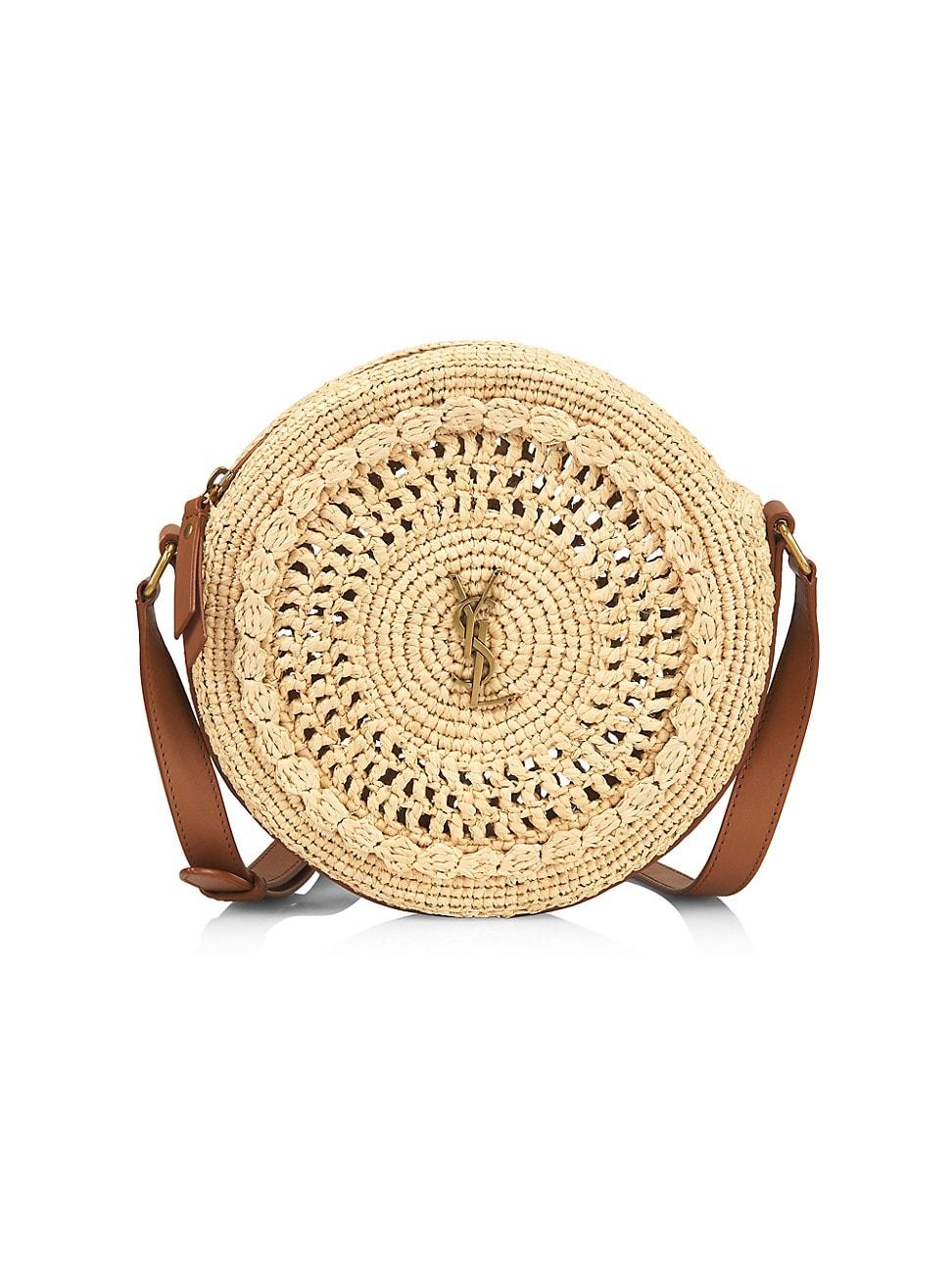 Saint Laurent Sac Round Raffia Crossbody Bag in Metallic Lyst