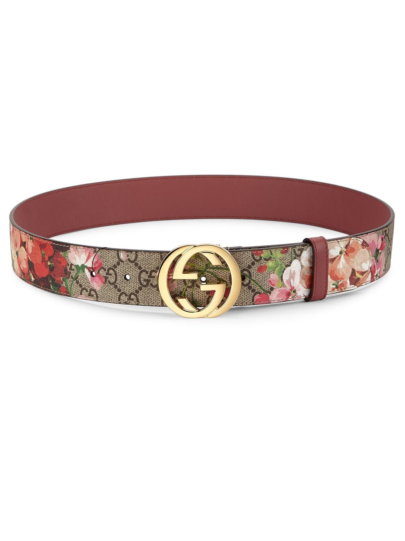 Gucci Floral Logo Print Belt | Lyst